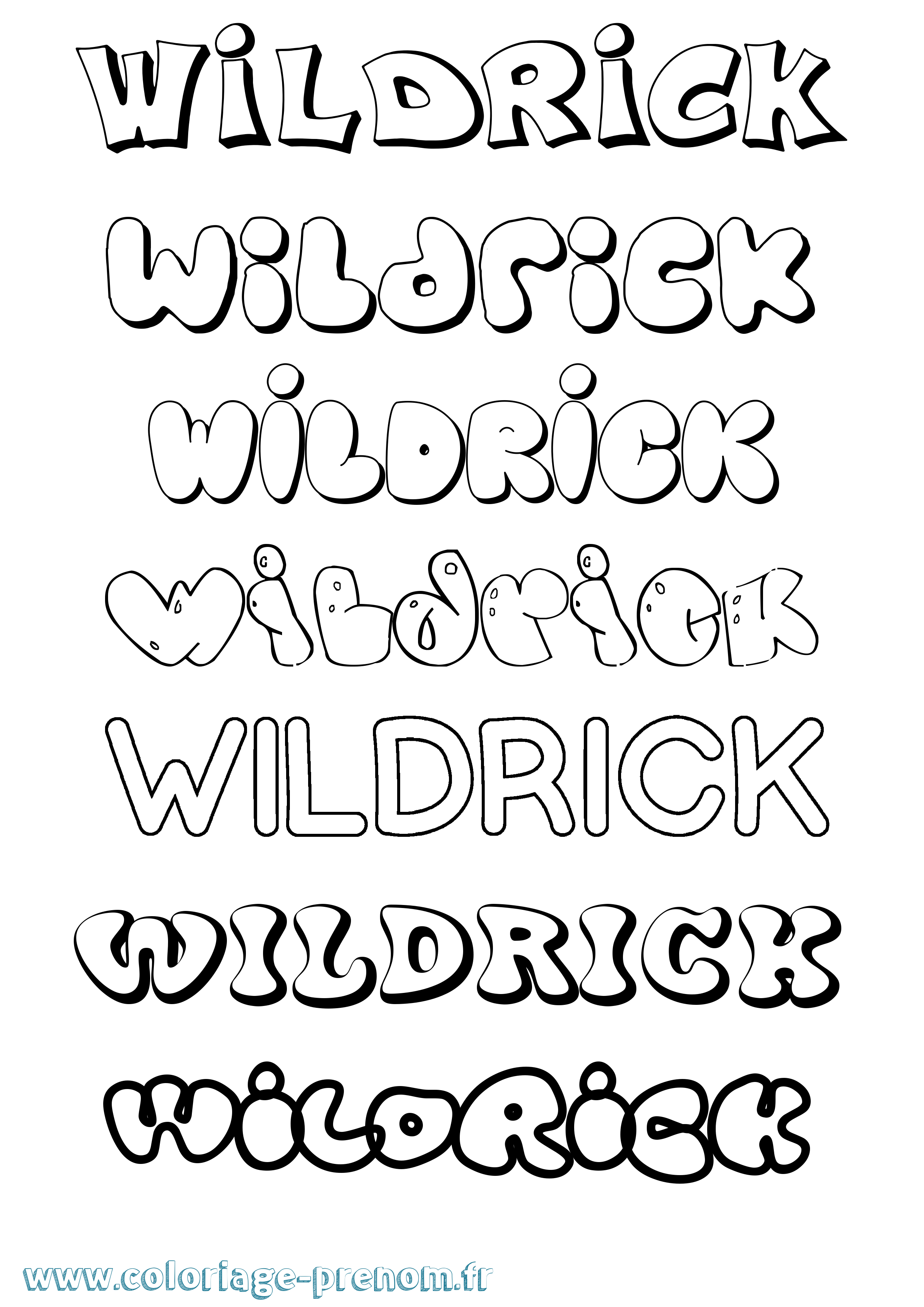 Coloriage Wildrick Bubble Coloriage prénom Wildrick Bubble