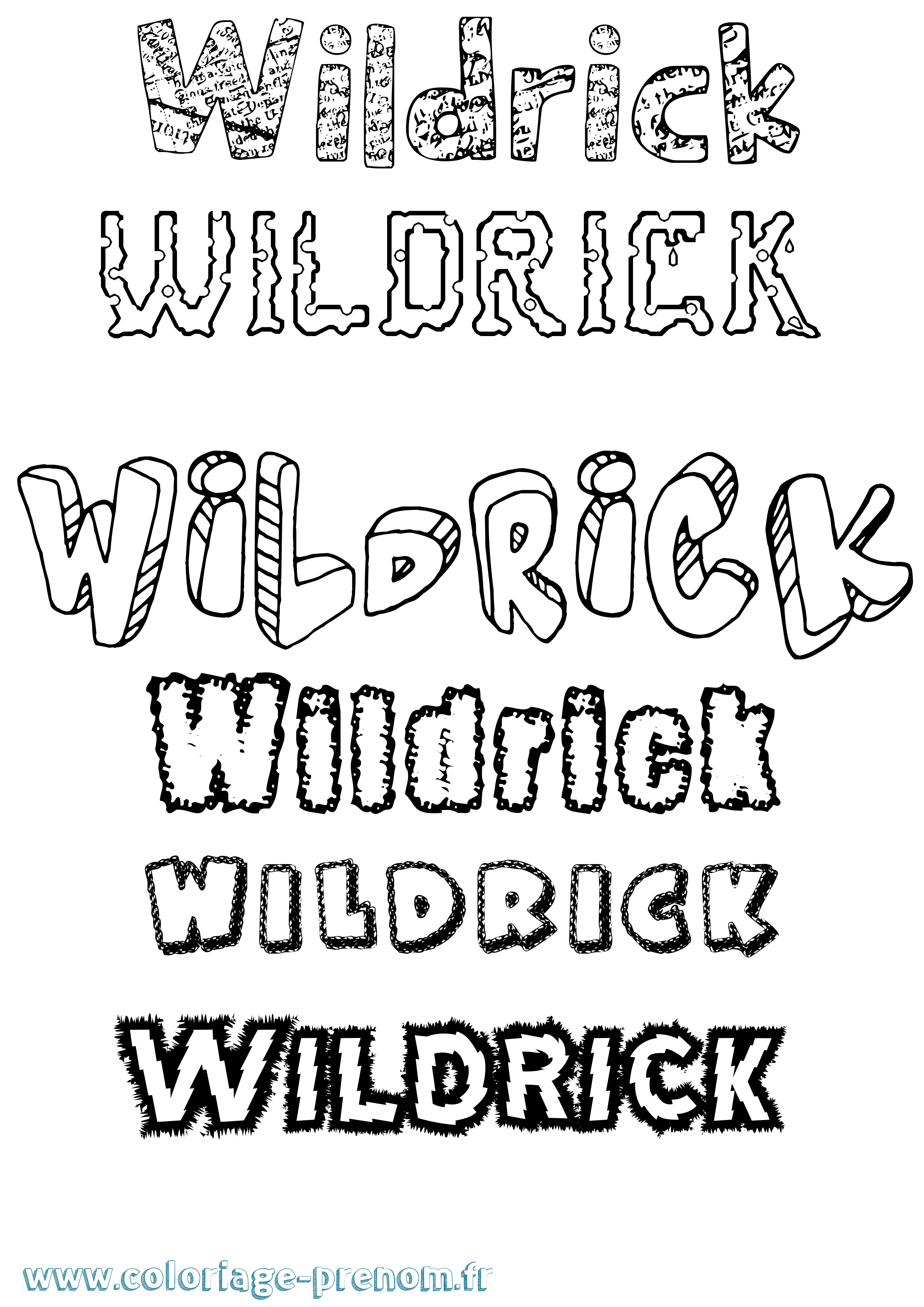 Coloriage Wildrick Destructuré Coloriage prénom Wildrick Destructuré