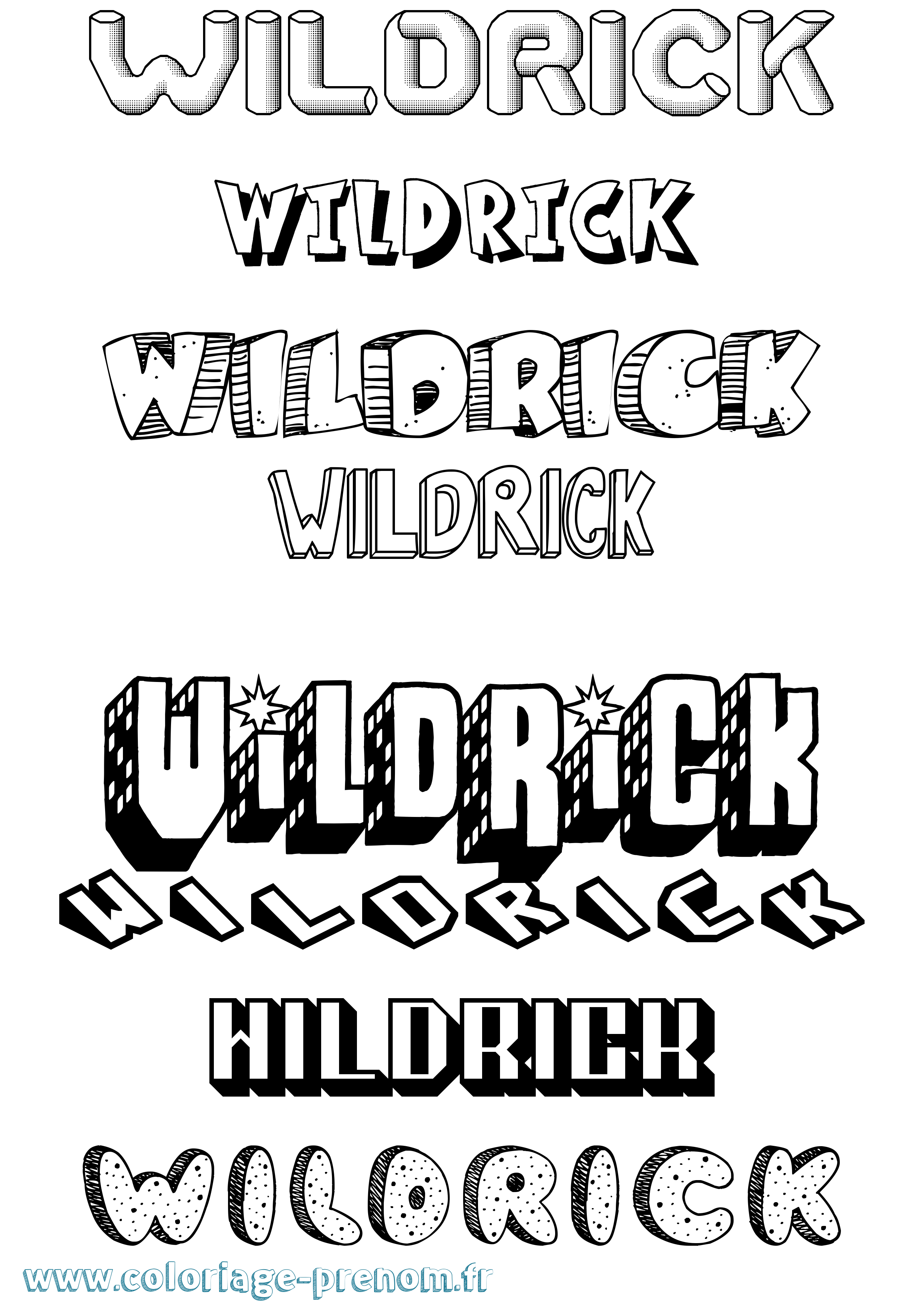 Coloriage Wildrick Effet 3D Coloriage prénom Wildrick Effet 3D