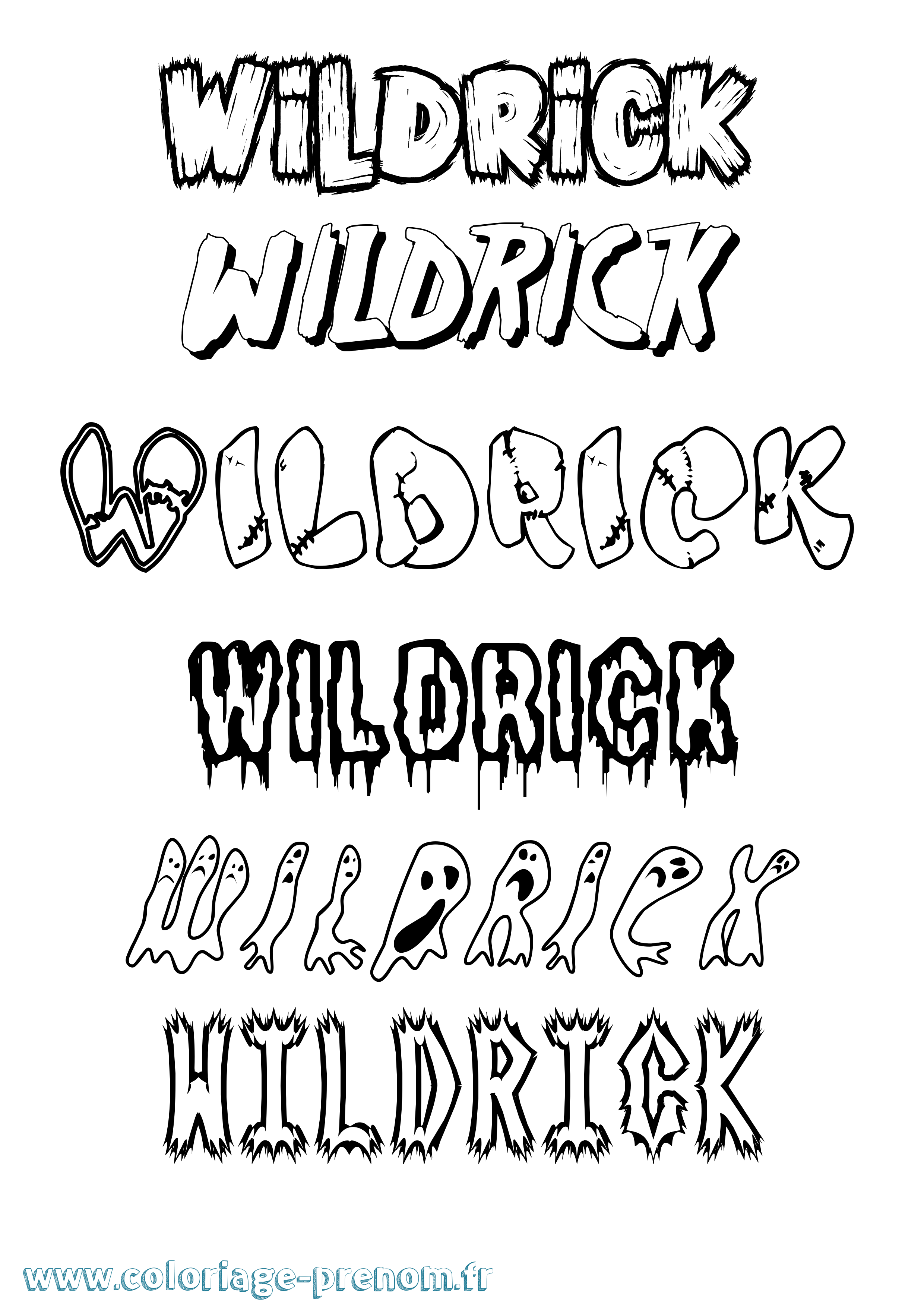 Coloriage Wildrick Frisson Coloriage prénom Wildrick Frisson