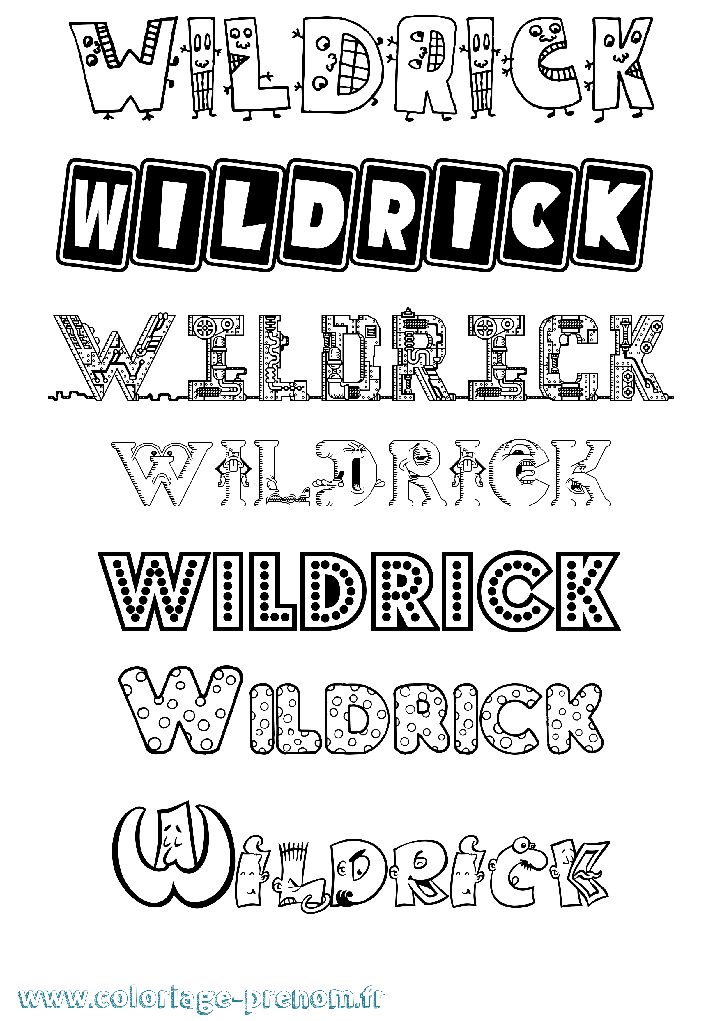 Coloriage Wildrick Fun Coloriage prénom Wildrick Fun
