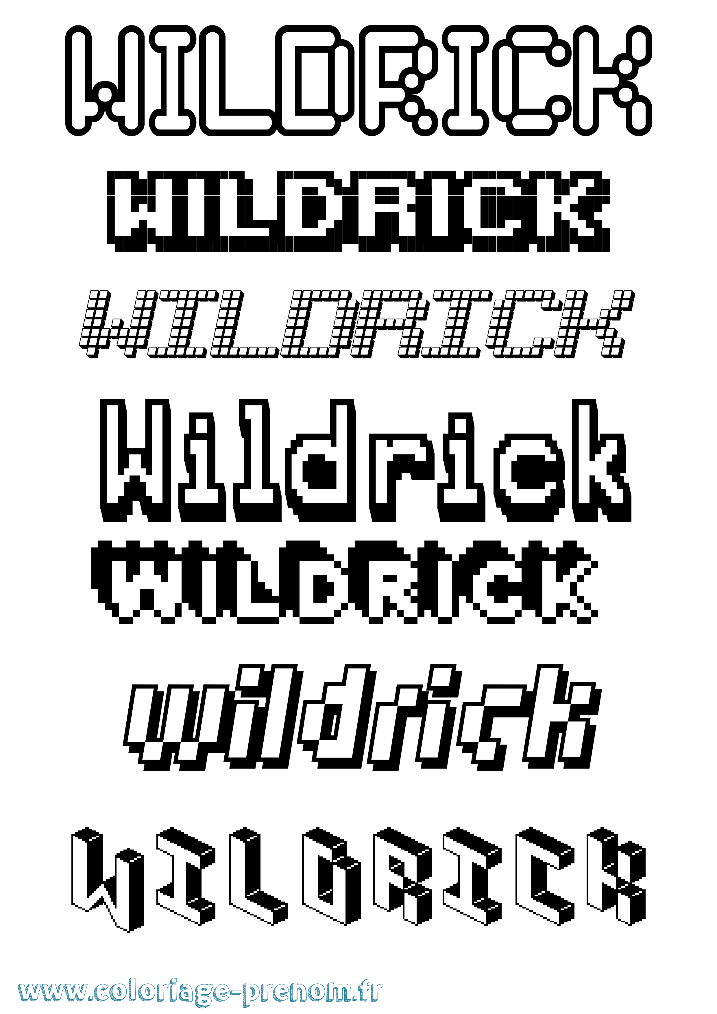 Coloriage Wildrick Pixel Coloriage prénom Wildrick Pixel