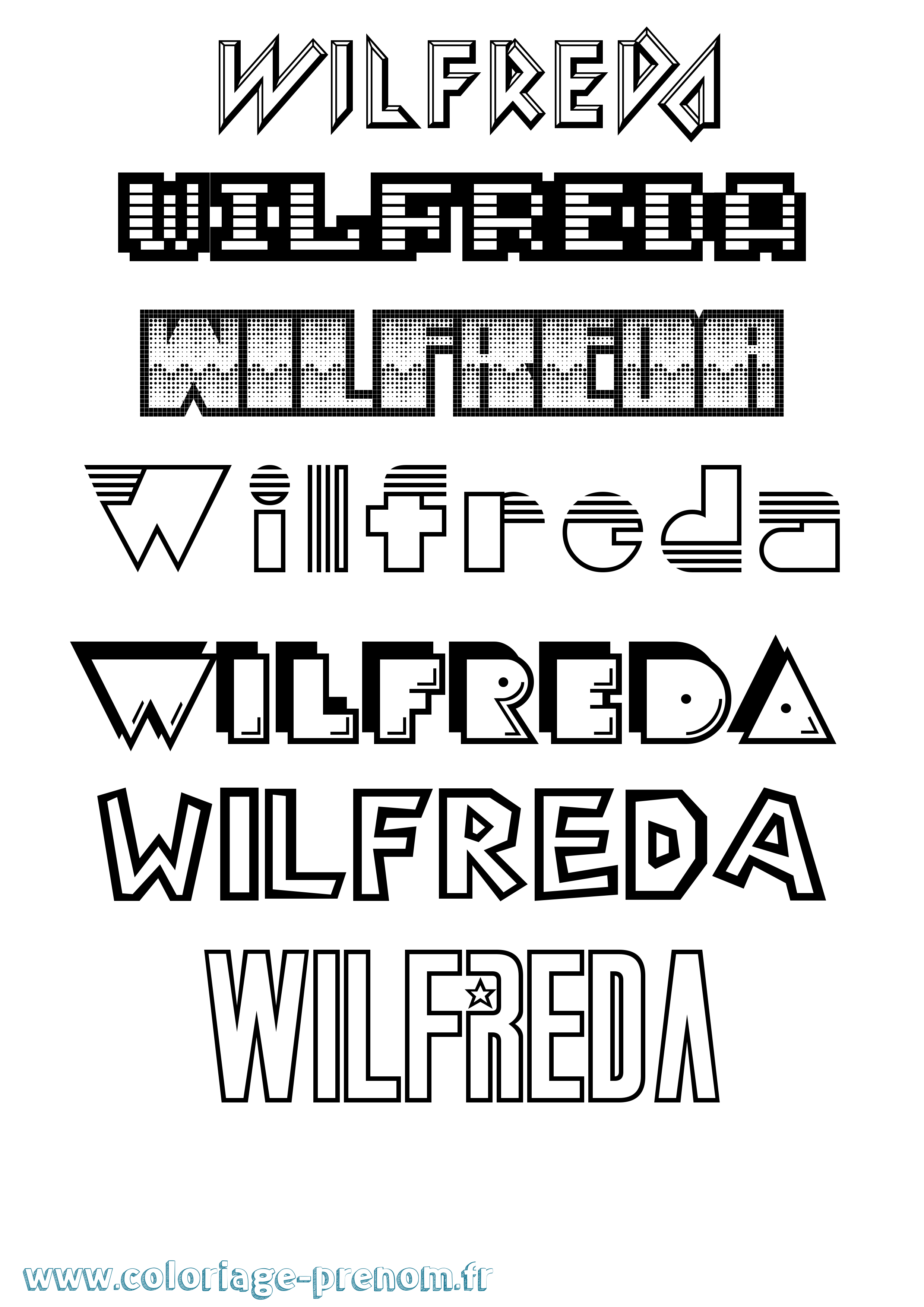 Coloriage Wilfreda Jeux Vidéos Coloriage prénom Wilfreda Jeux Vidéos