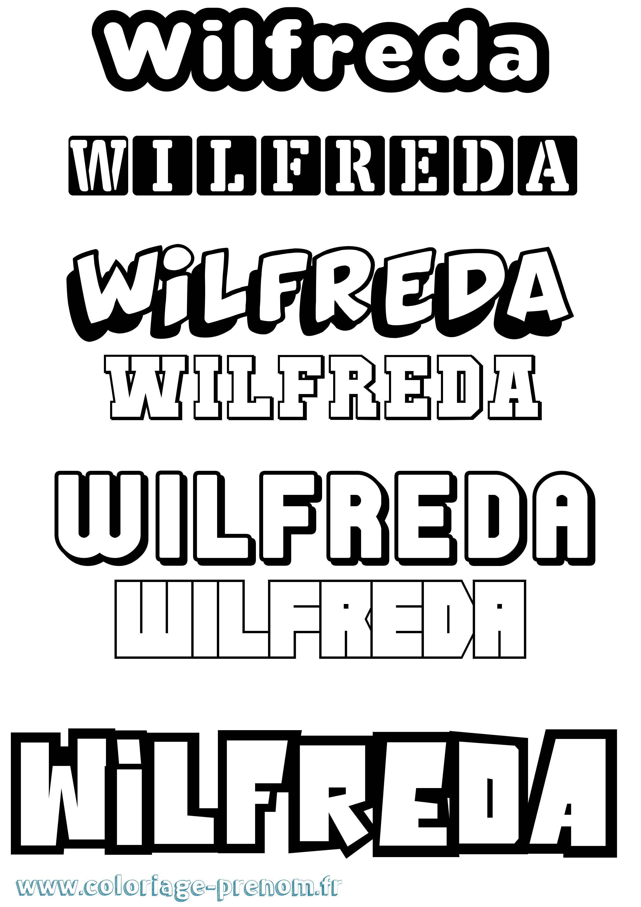Coloriage Wilfreda Simple Coloriage prénom Wilfreda Simple