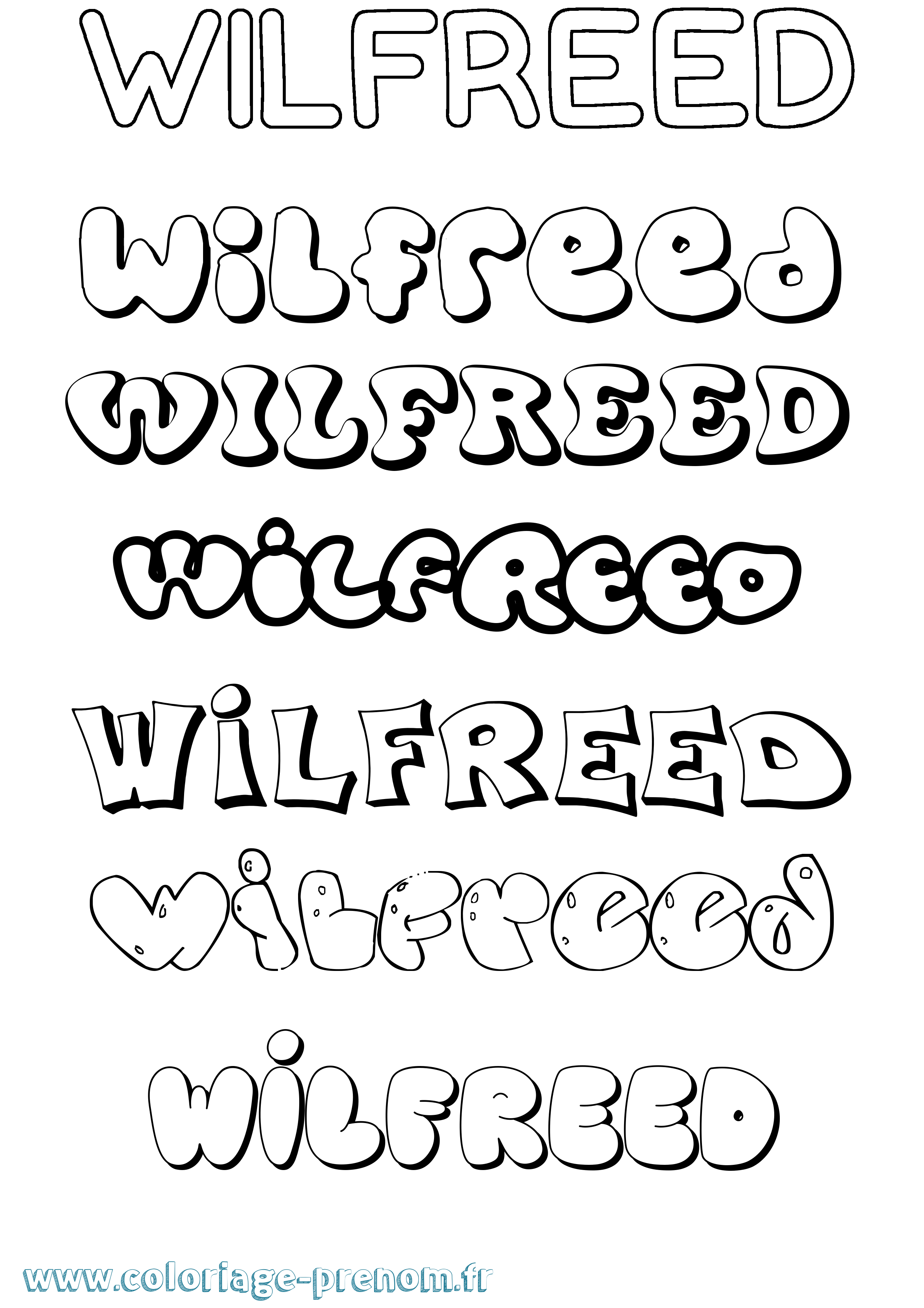 Coloriage Wilfreed Bubble Coloriage prénom Wilfreed Bubble
