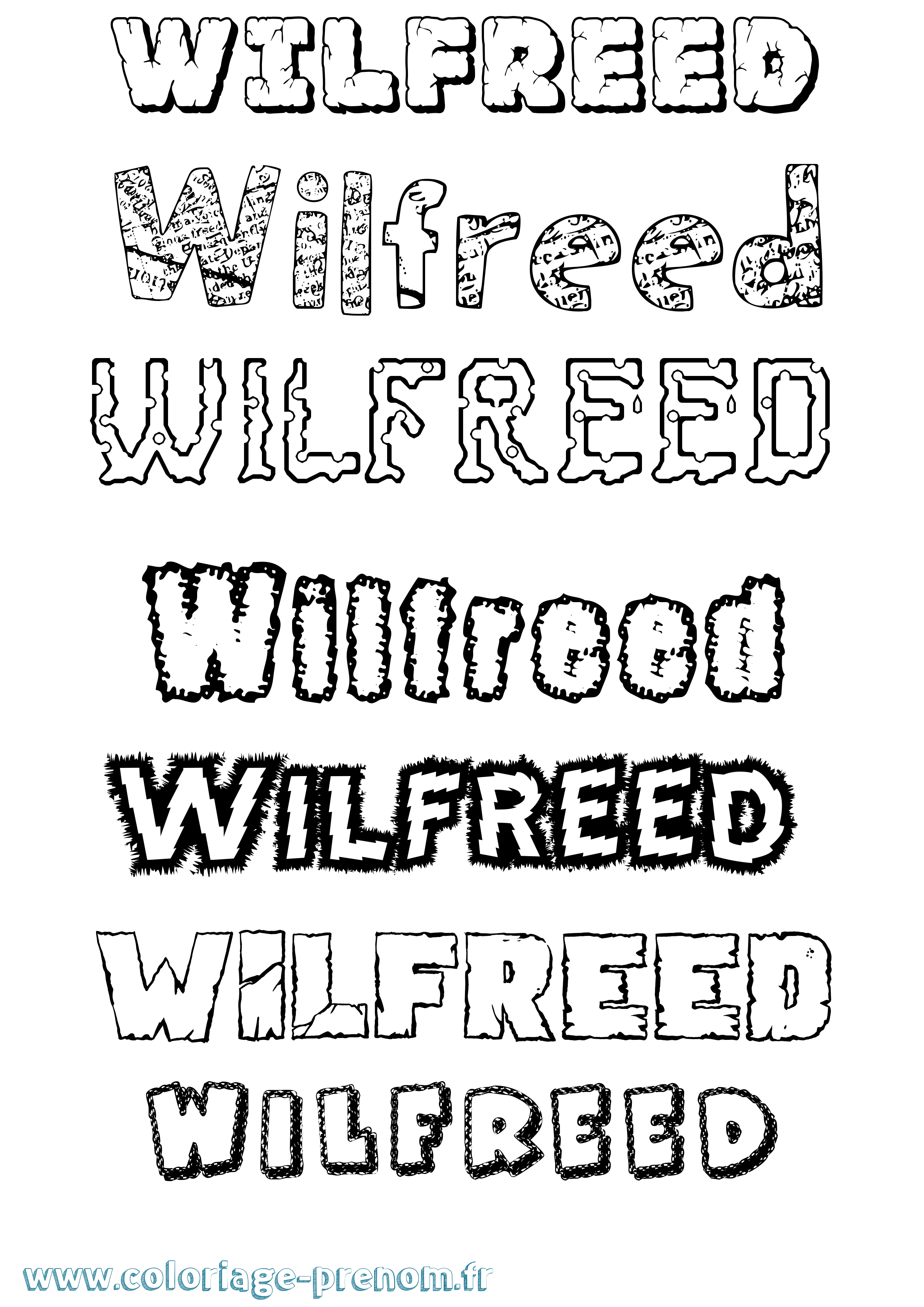 Coloriage Wilfreed Destructuré Coloriage prénom Wilfreed Destructuré