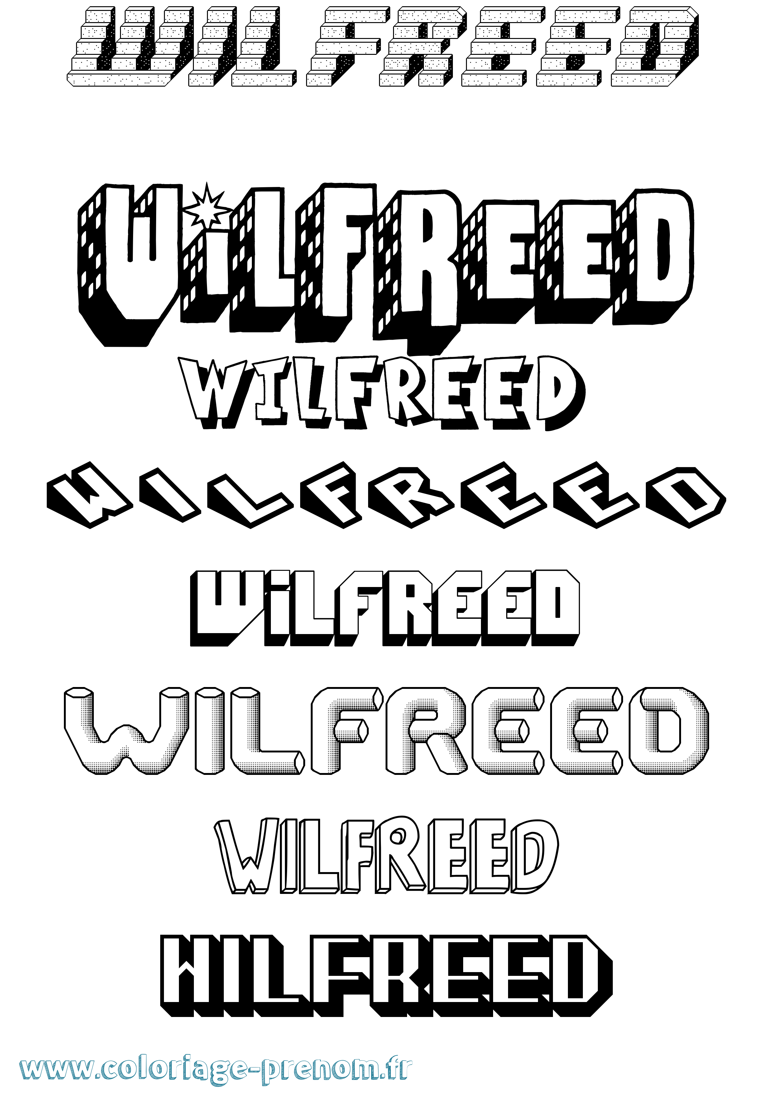 Coloriage Wilfreed Effet 3D Coloriage prénom Wilfreed Effet 3D