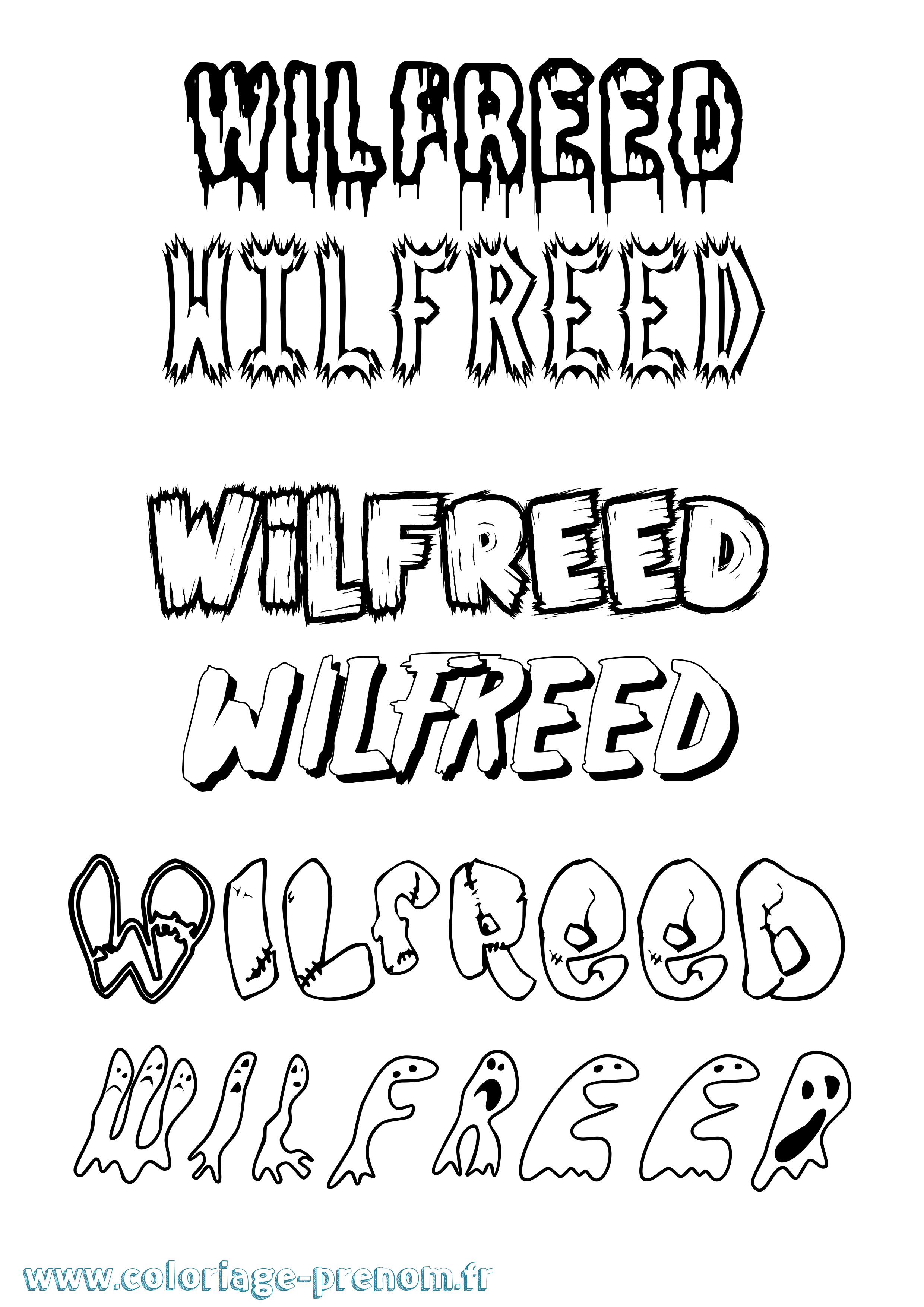 Coloriage Wilfreed Frisson Coloriage prénom Wilfreed Frisson