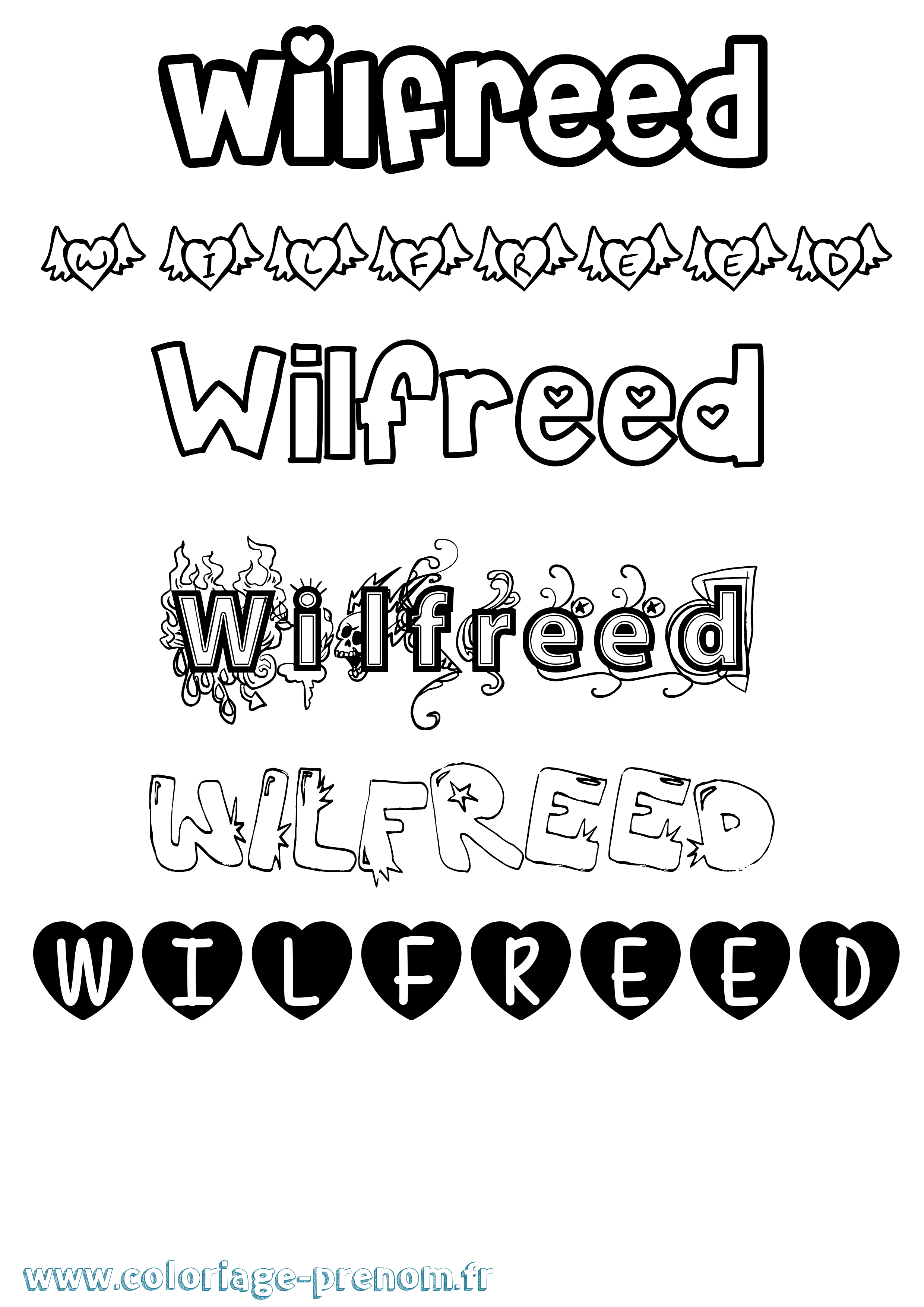 Coloriage Wilfreed Girly Coloriage prénom Wilfreed Girly