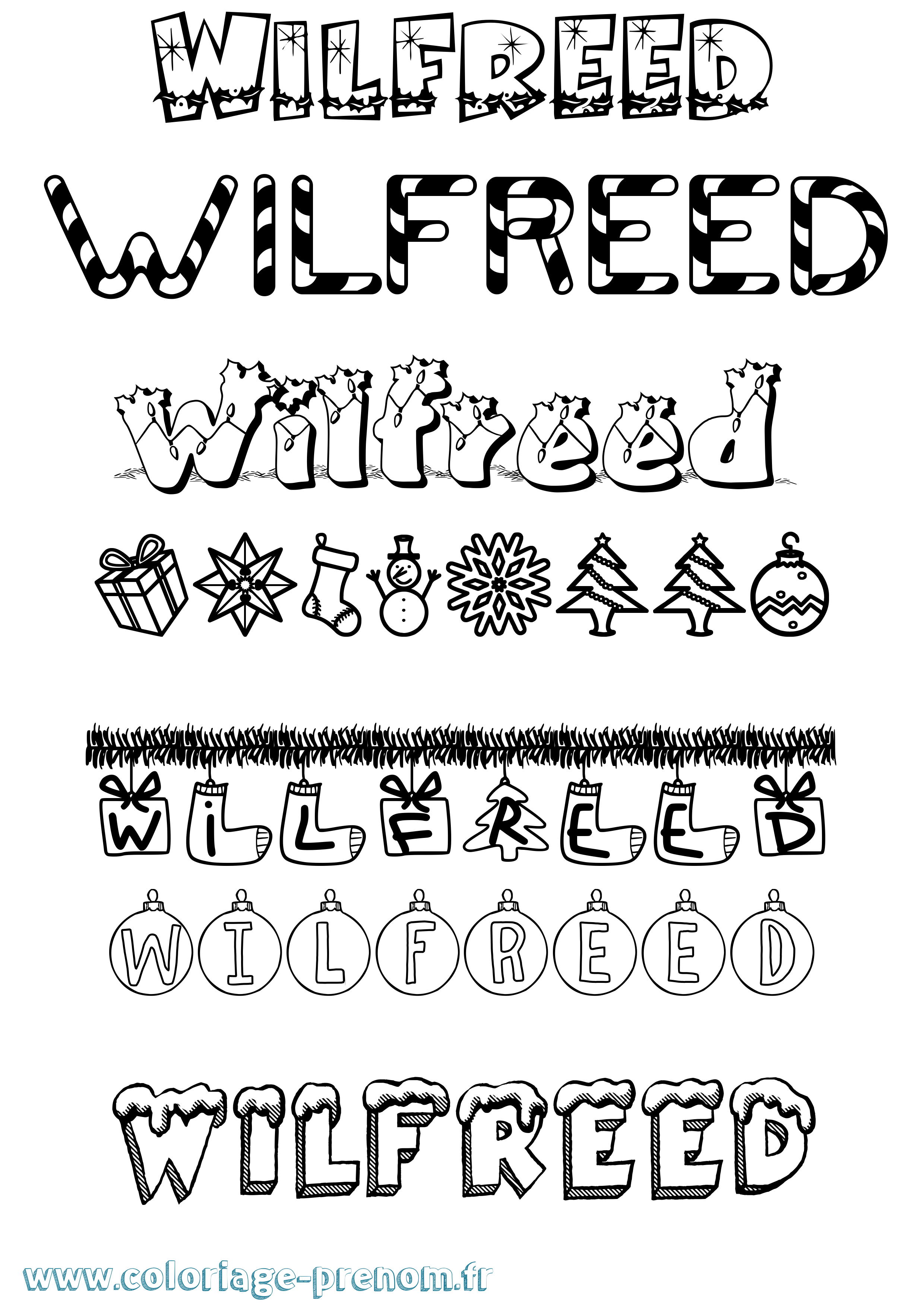 Coloriage Wilfreed Noël Coloriage prénom Wilfreed Noël