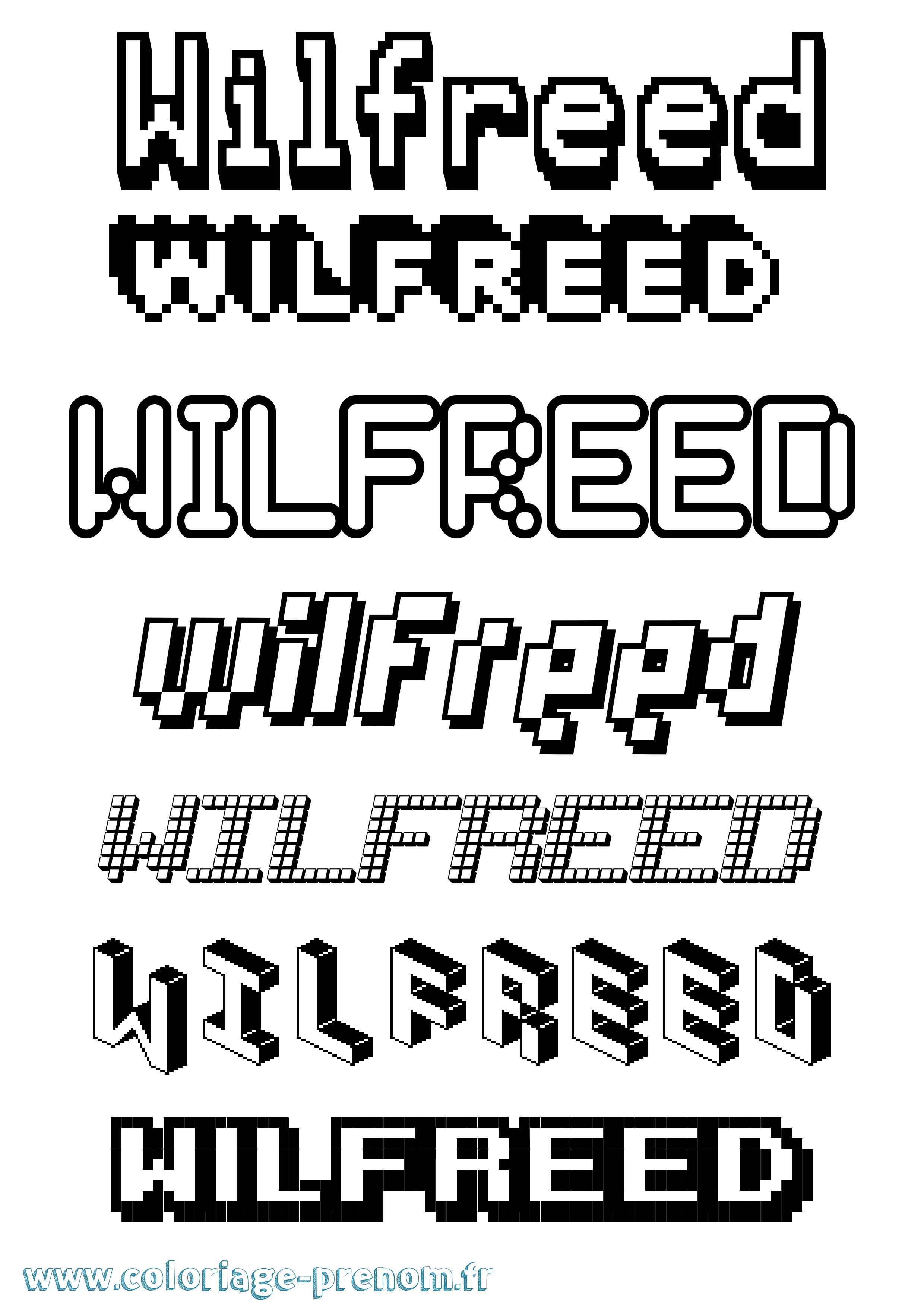 Coloriage Wilfreed Pixel Coloriage prénom Wilfreed Pixel
