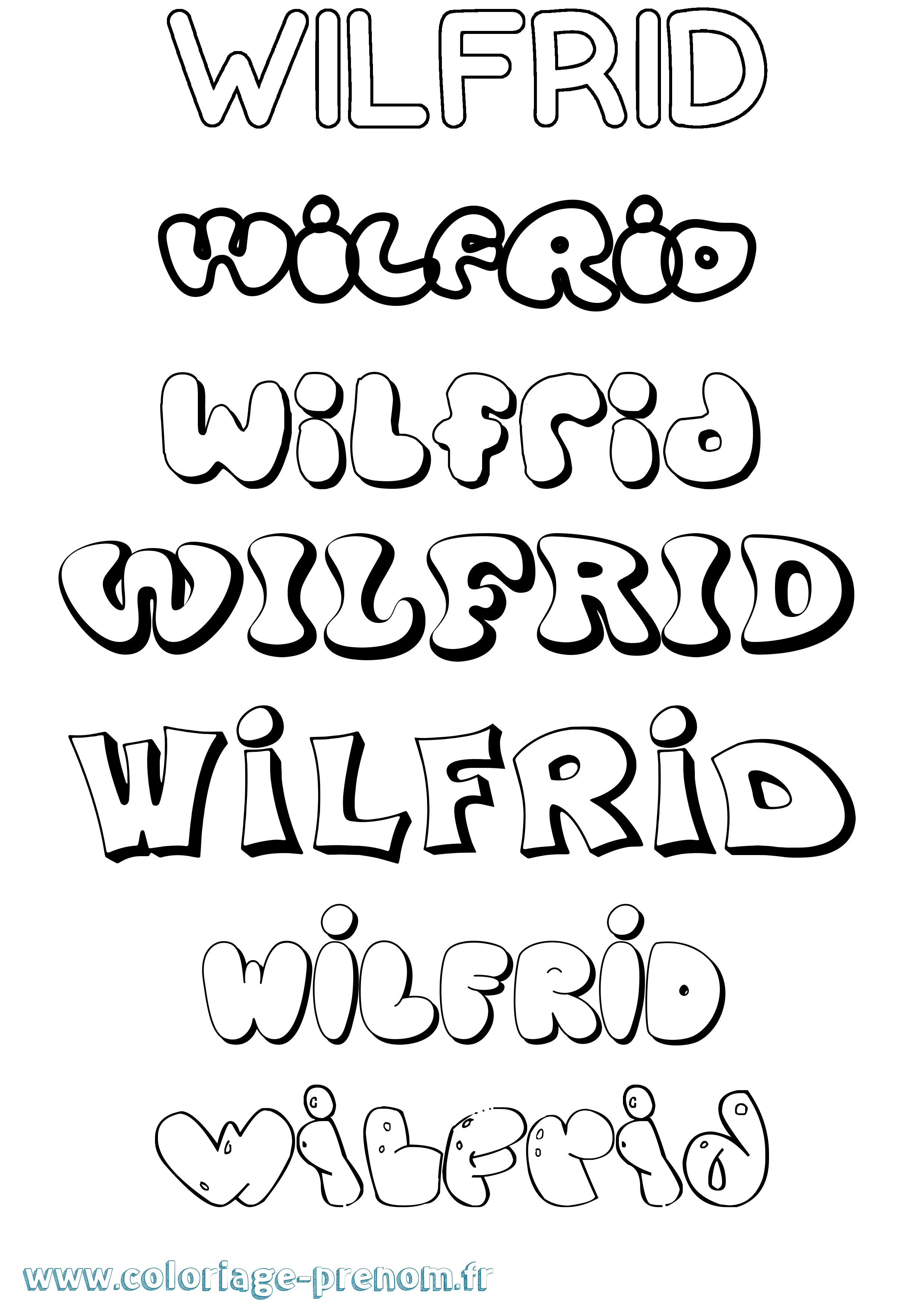 Coloriage Wilfrid Bubble Coloriage prénom Wilfrid Bubble
