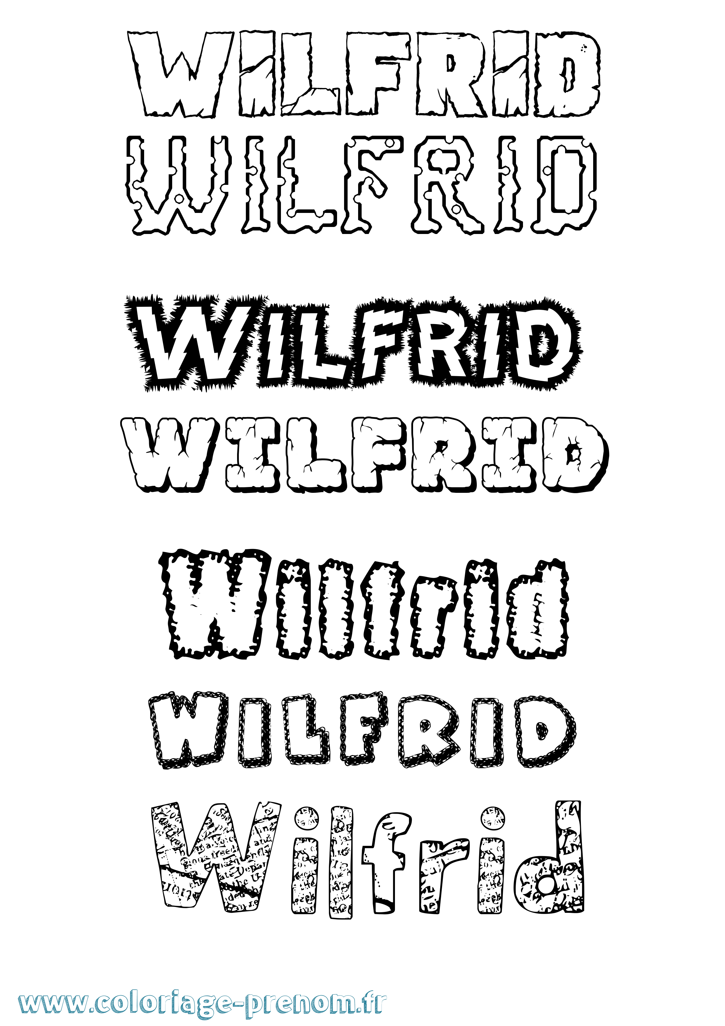 Coloriage Wilfrid Destructuré Coloriage prénom Wilfrid Destructuré