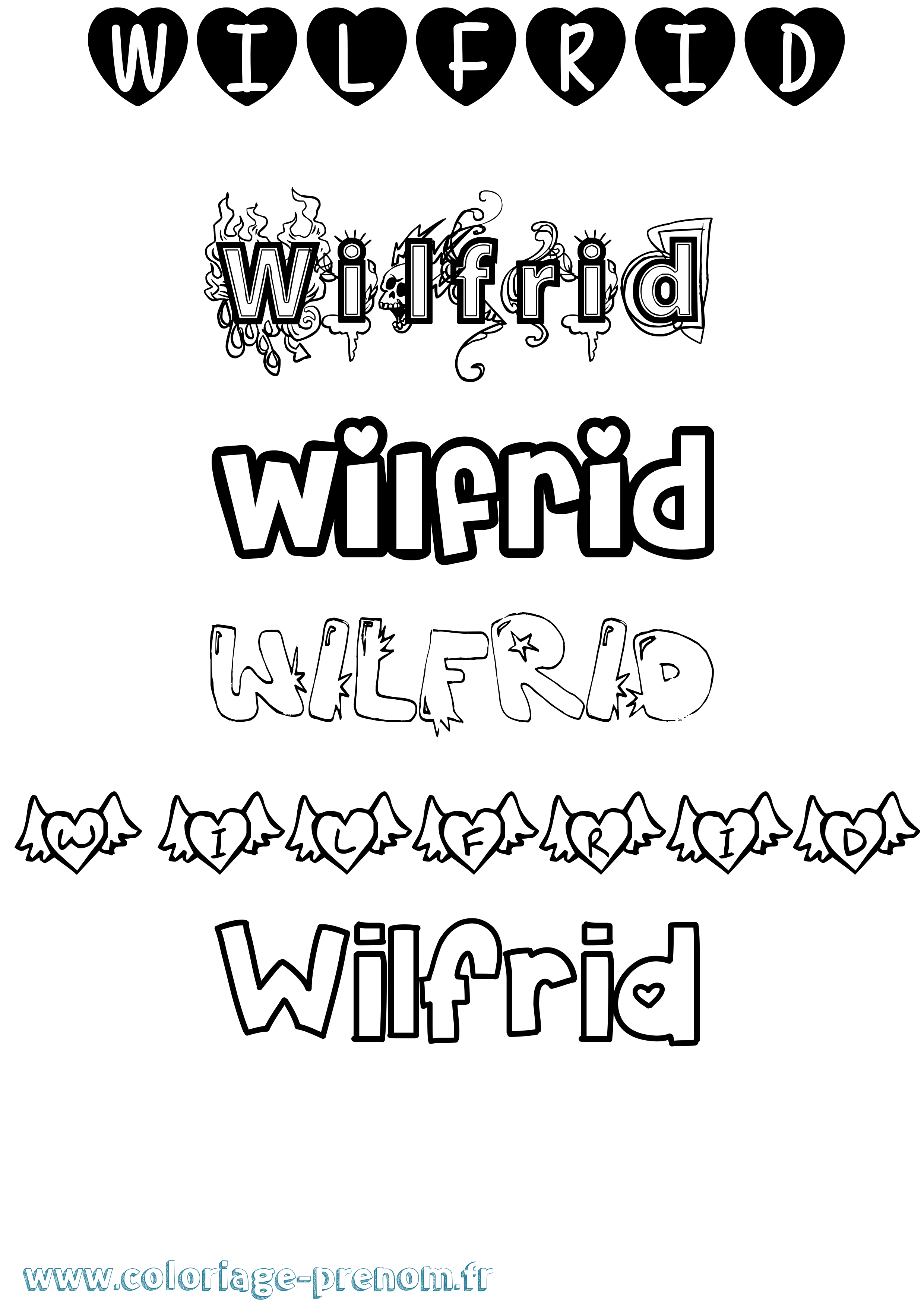 Coloriage Wilfrid Girly Coloriage prénom Wilfrid Girly