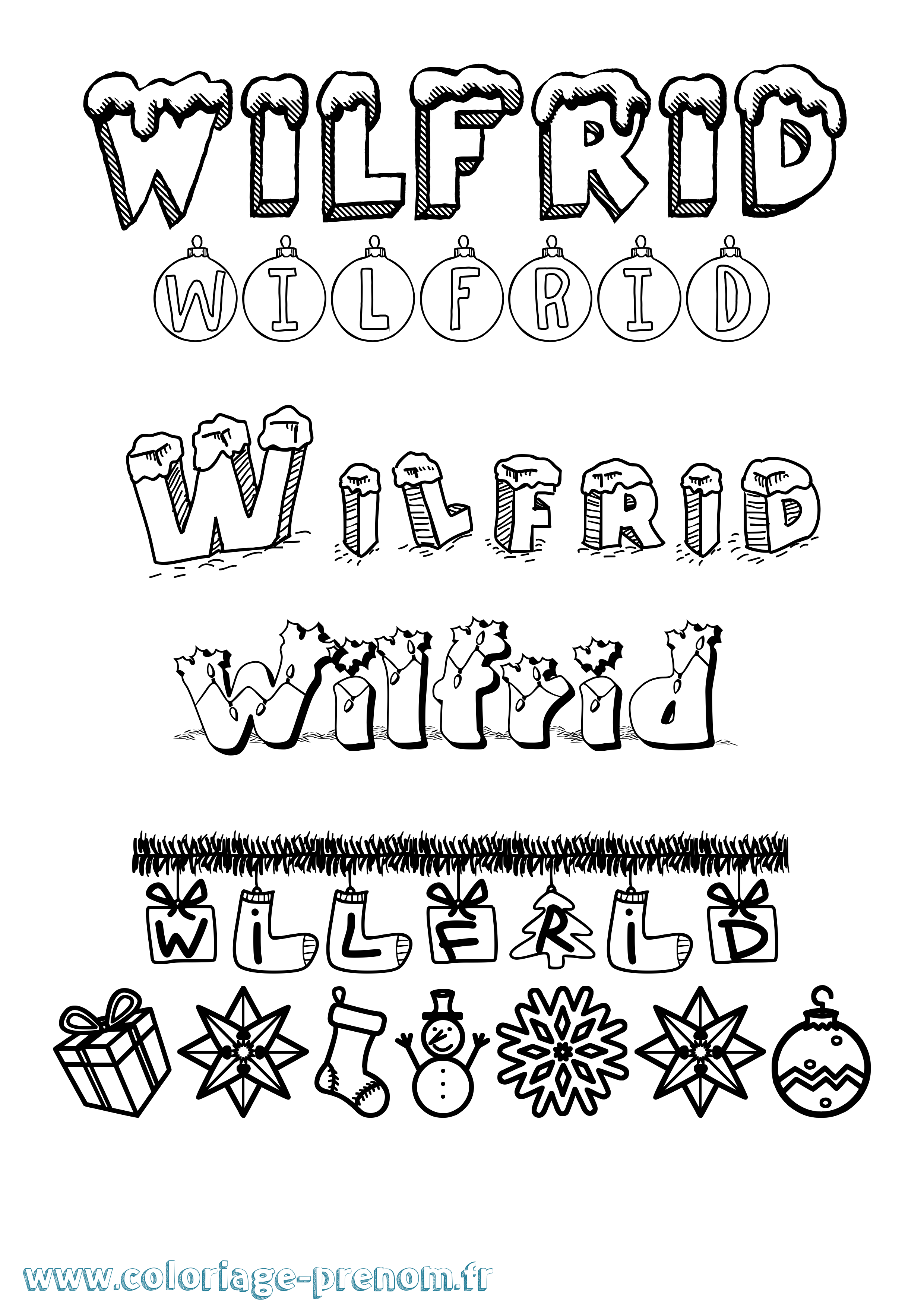 Coloriage Wilfrid Noël Coloriage prénom Wilfrid Noël