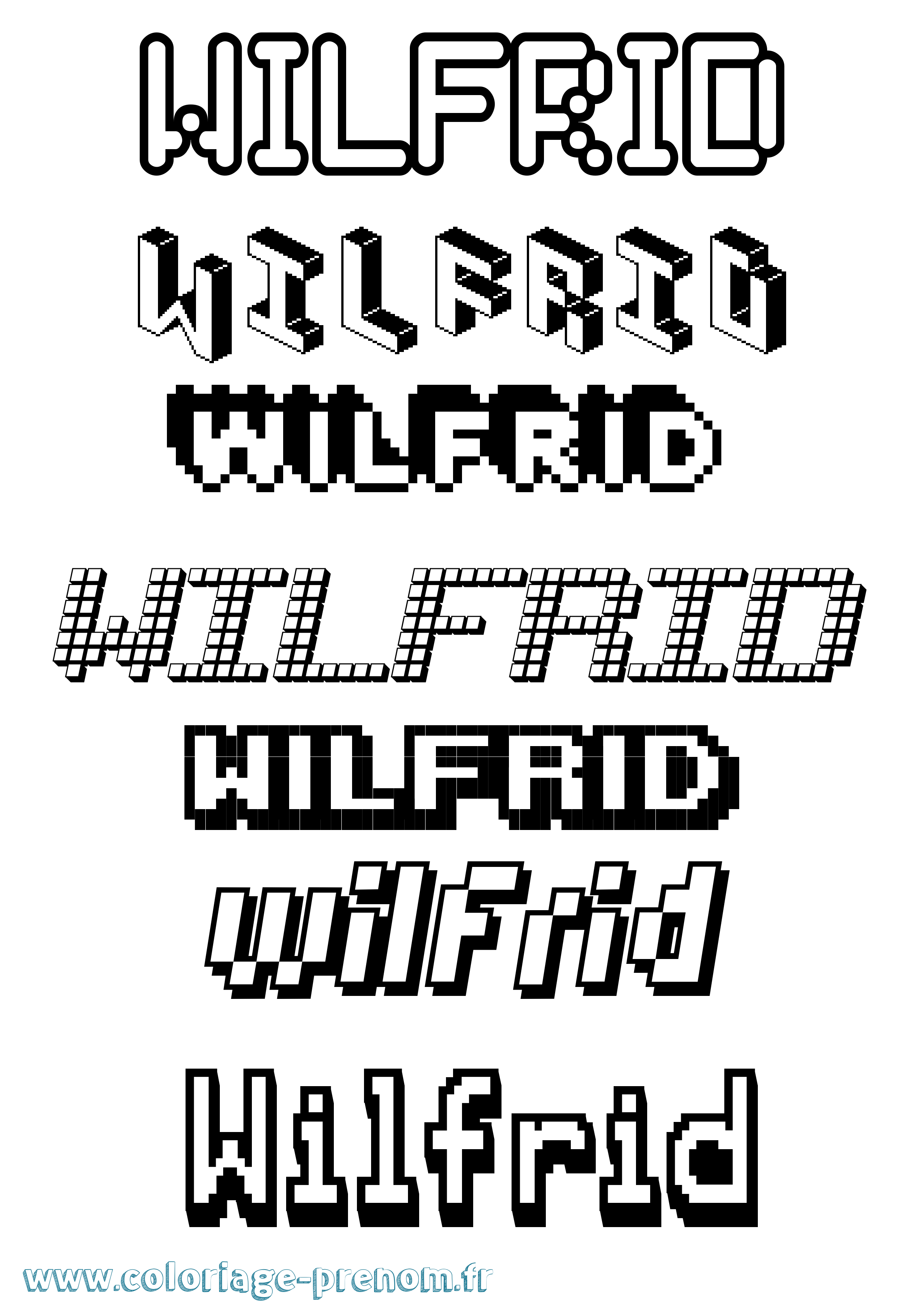 Coloriage Wilfrid Pixel Coloriage prénom Wilfrid Pixel