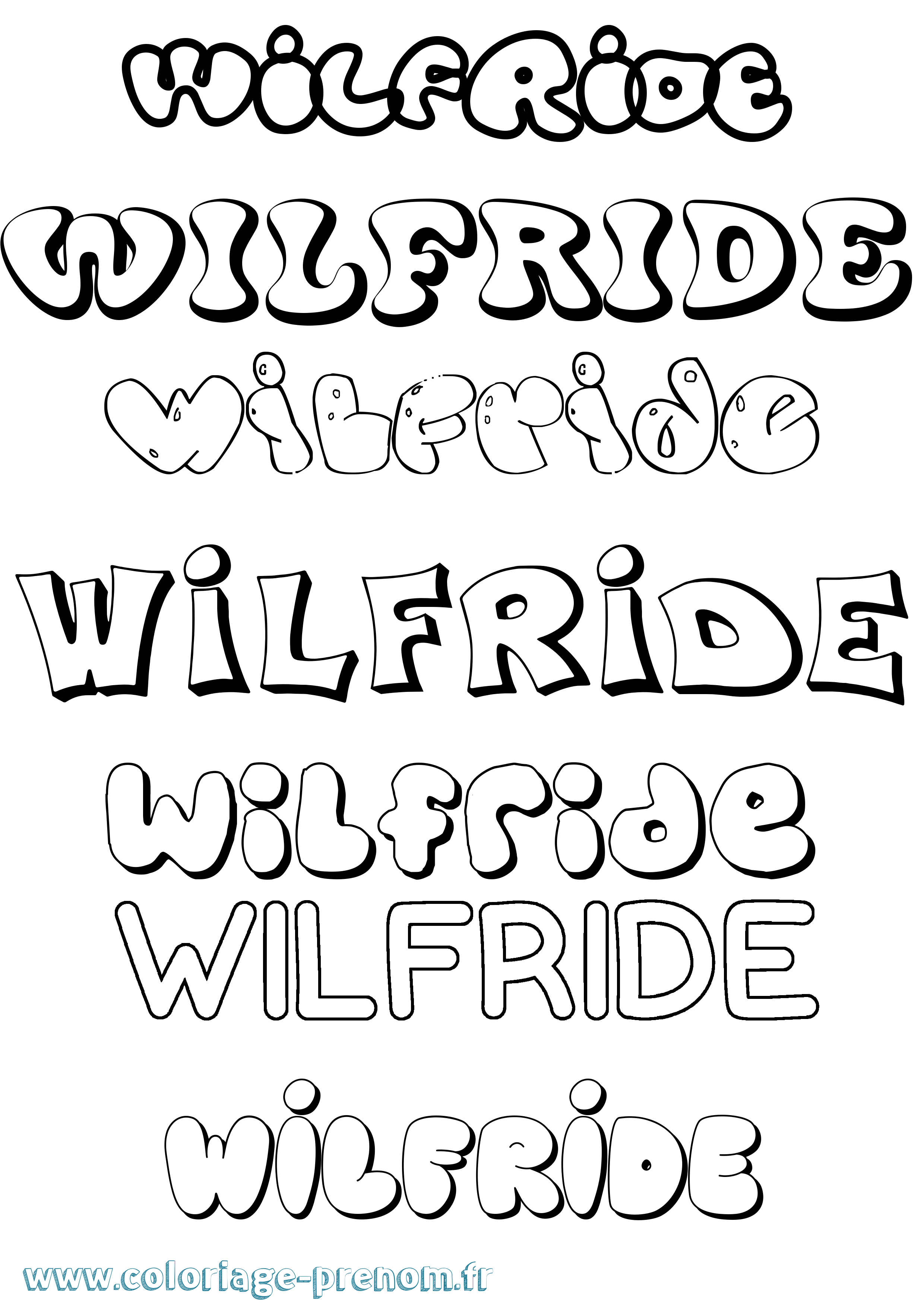 Coloriage Wilfride Bubble Coloriage prénom Wilfride Bubble