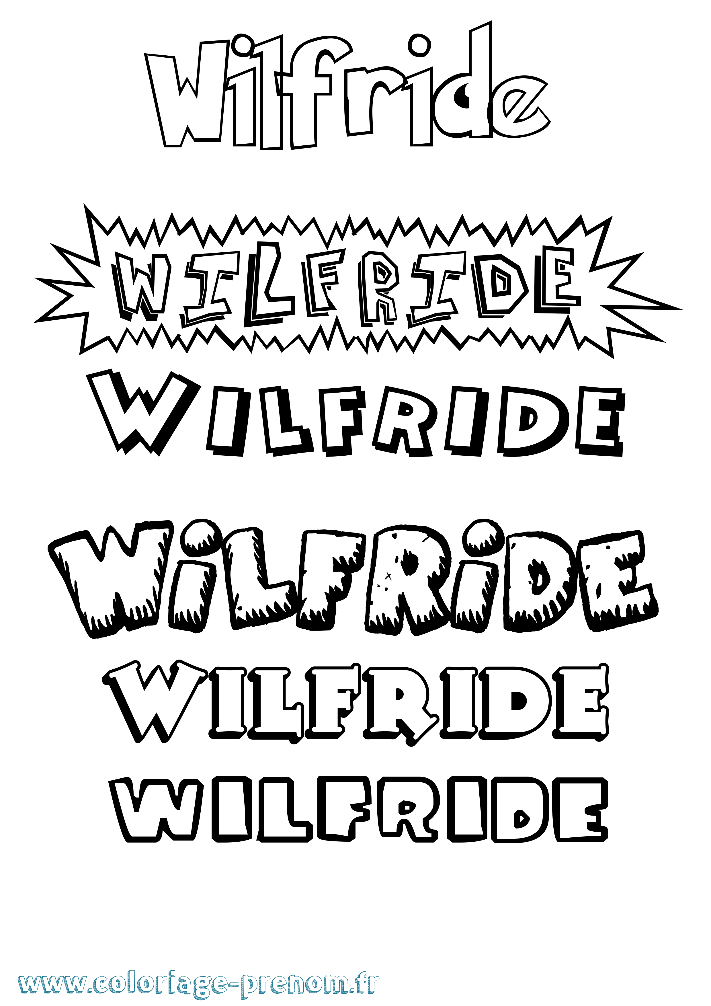 Coloriage Wilfride Dessin Animé Coloriage prénom Wilfride Dessin Animé