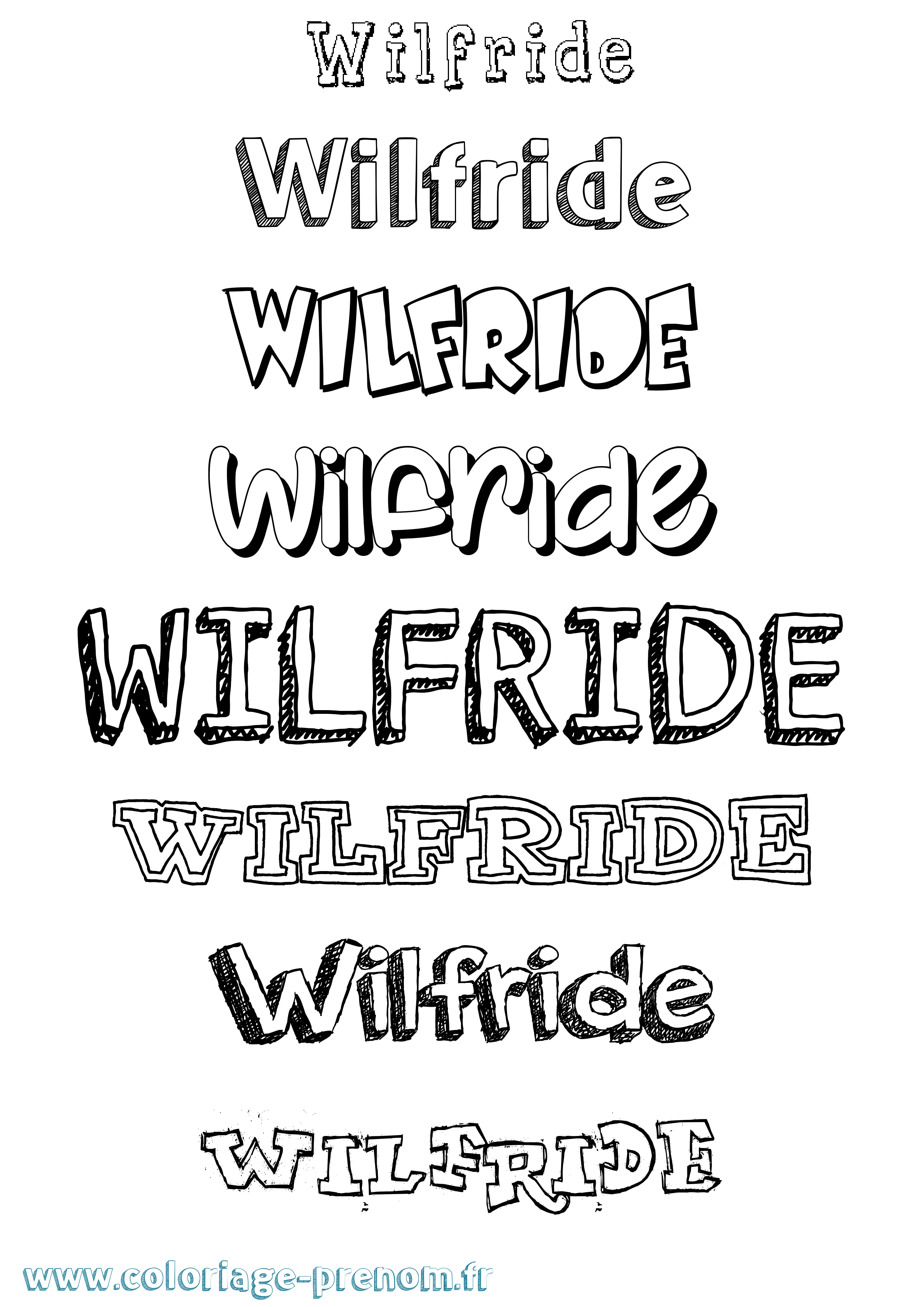 Coloriage Wilfride Dessiné Coloriage prénom Wilfride Dessiné