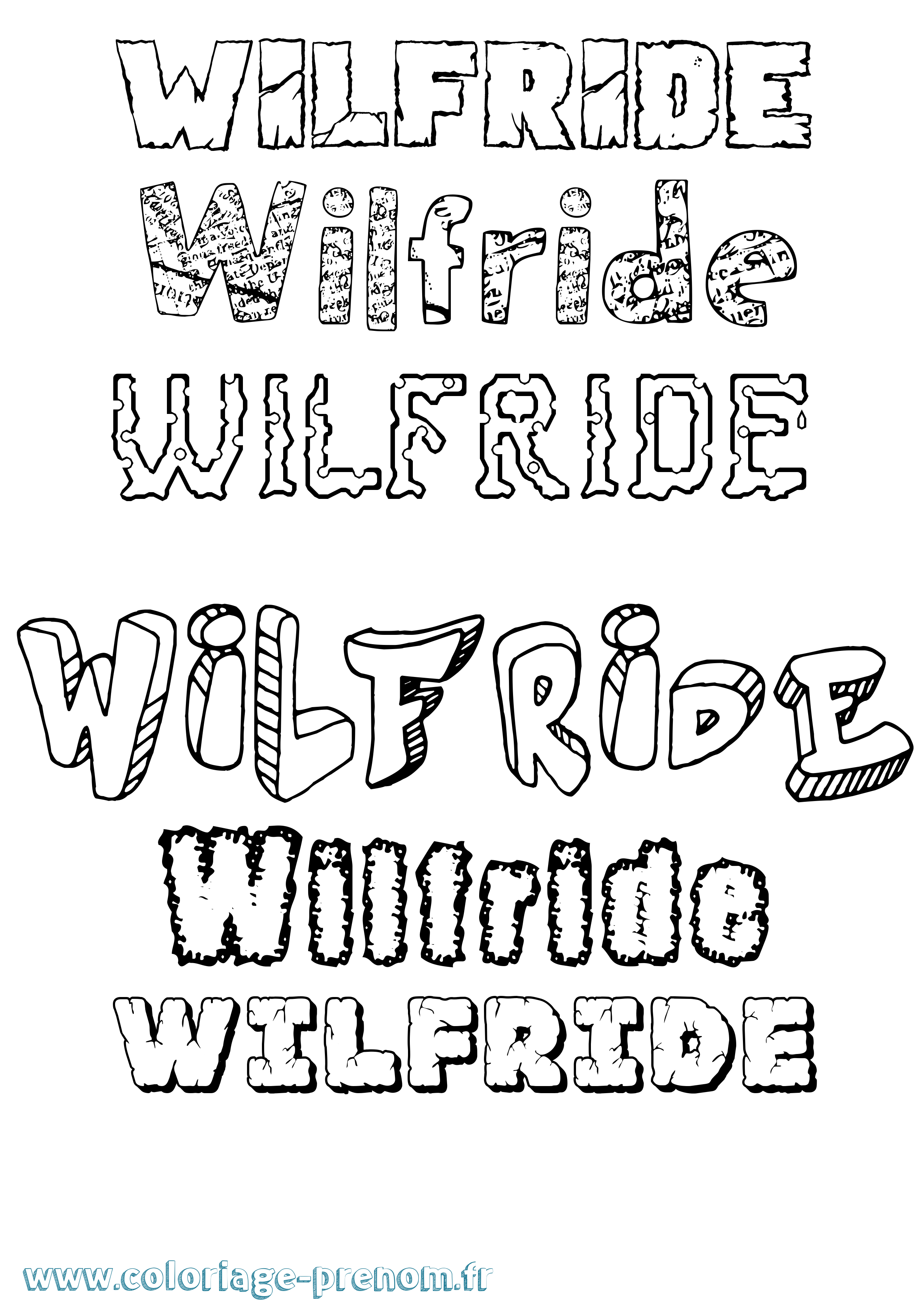 Coloriage Wilfride Destructuré Coloriage prénom Wilfride Destructuré
