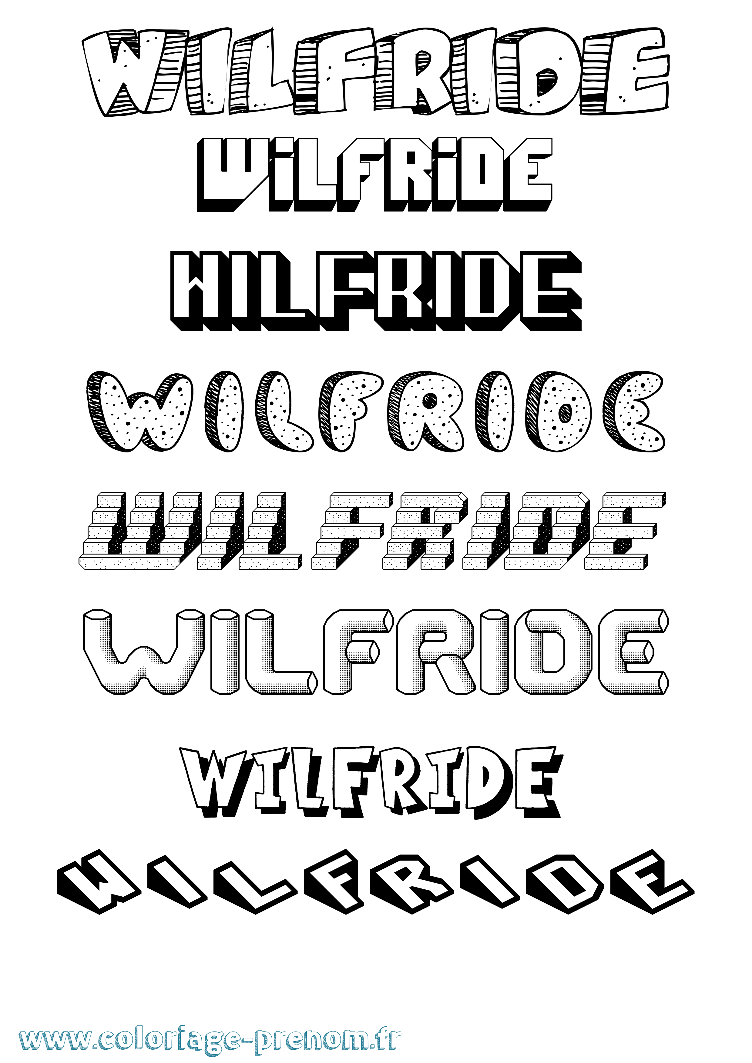 Coloriage Wilfride Effet 3D Coloriage prénom Wilfride Effet 3D