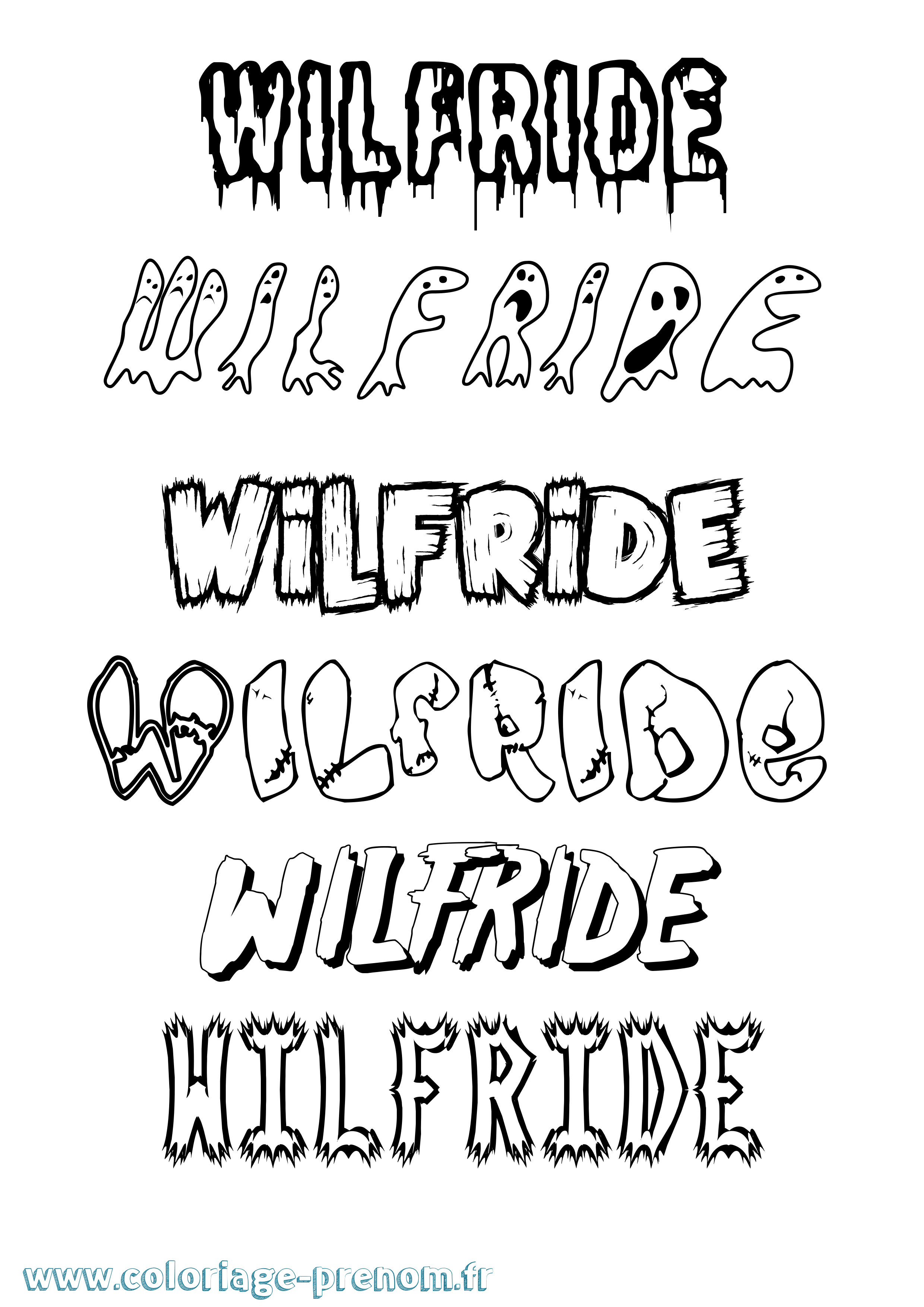 Coloriage Wilfride Frisson Coloriage prénom Wilfride Frisson