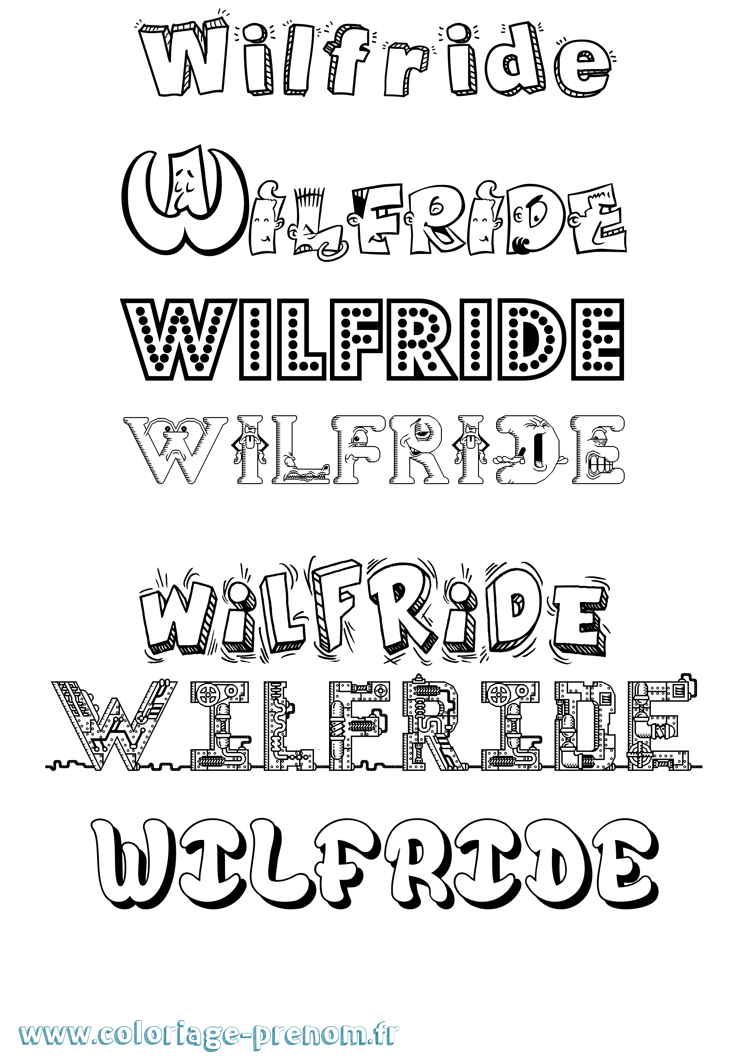 Coloriage Wilfride Fun Coloriage prénom Wilfride Fun