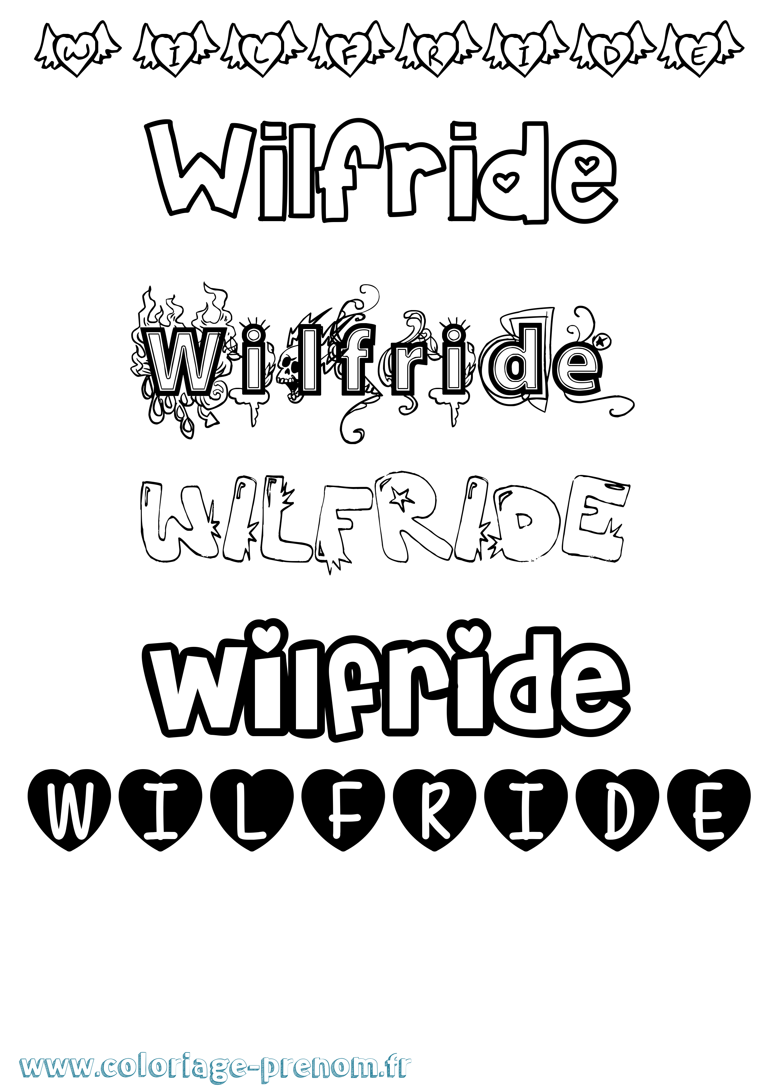 Coloriage Wilfride Girly Coloriage prénom Wilfride Girly