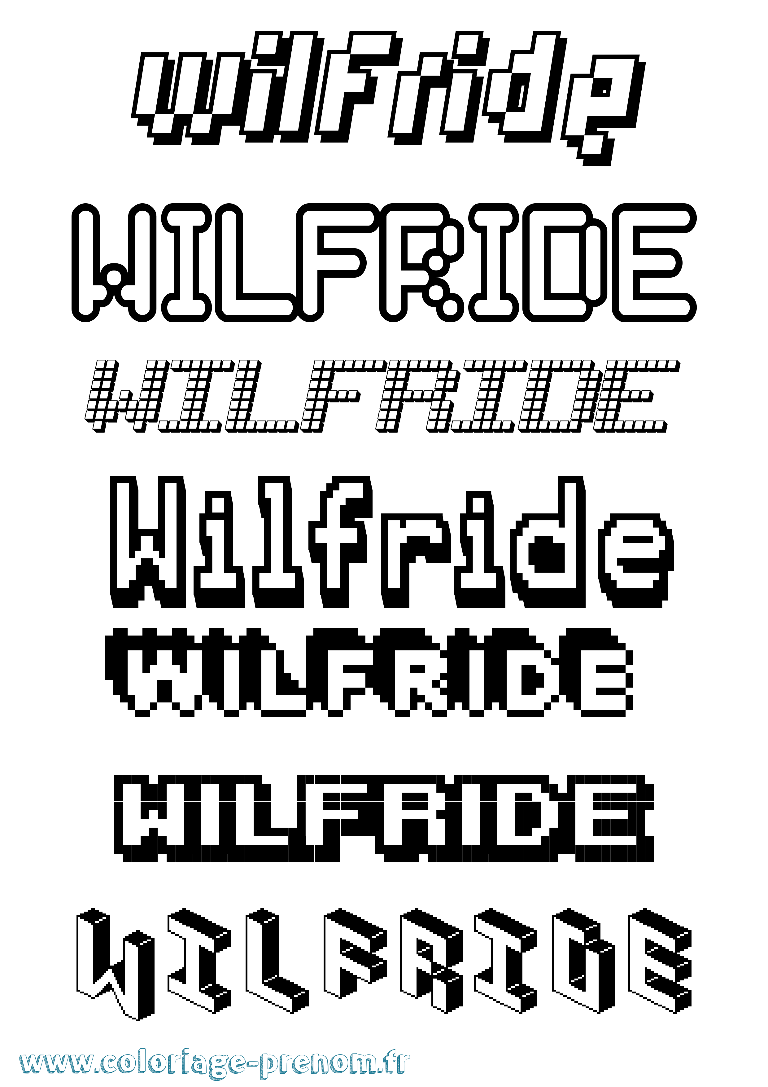 Coloriage Wilfride Pixel Coloriage prénom Wilfride Pixel