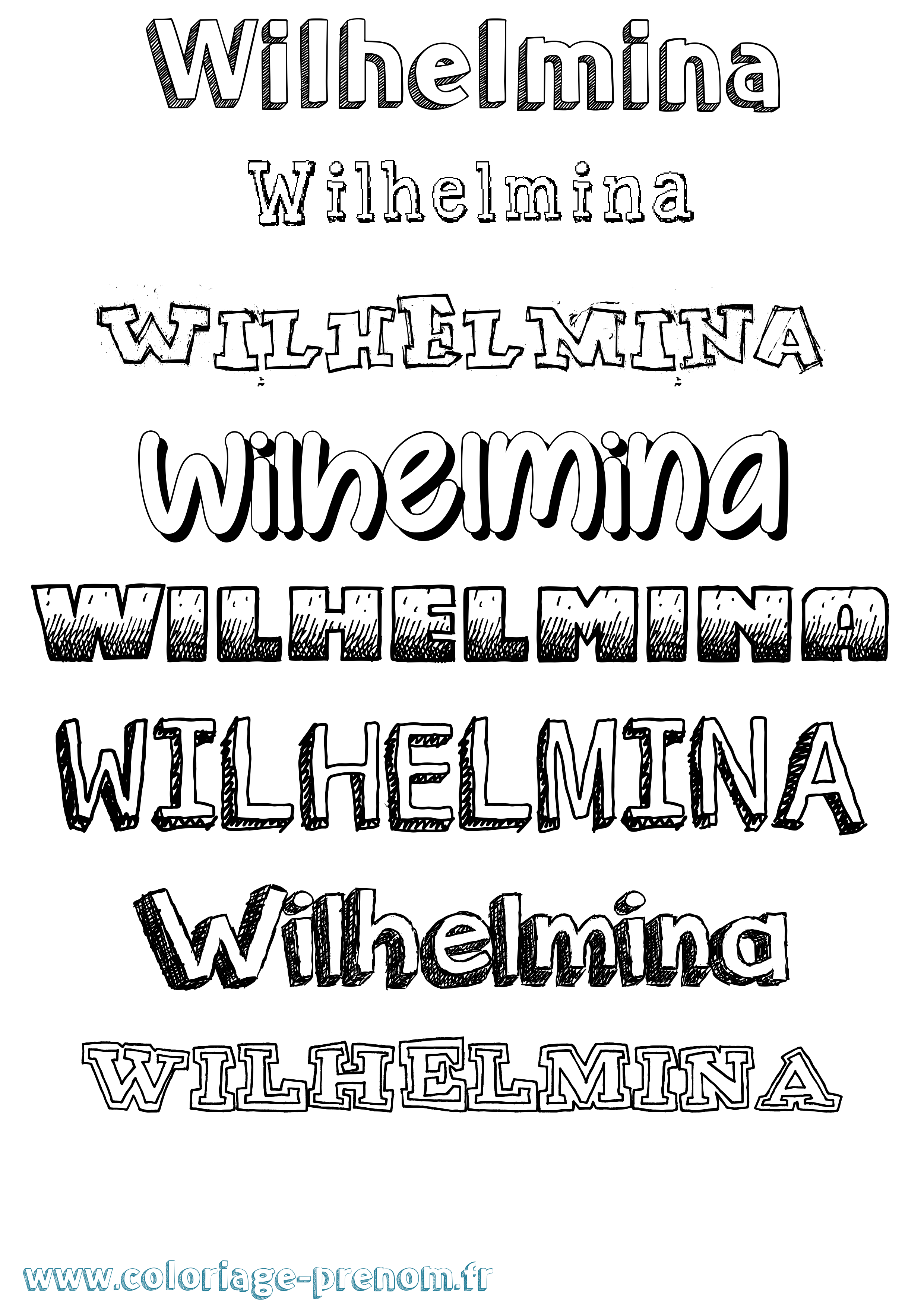 Coloriage Wilhelmina Dessiné Coloriage prénom Wilhelmina Dessiné