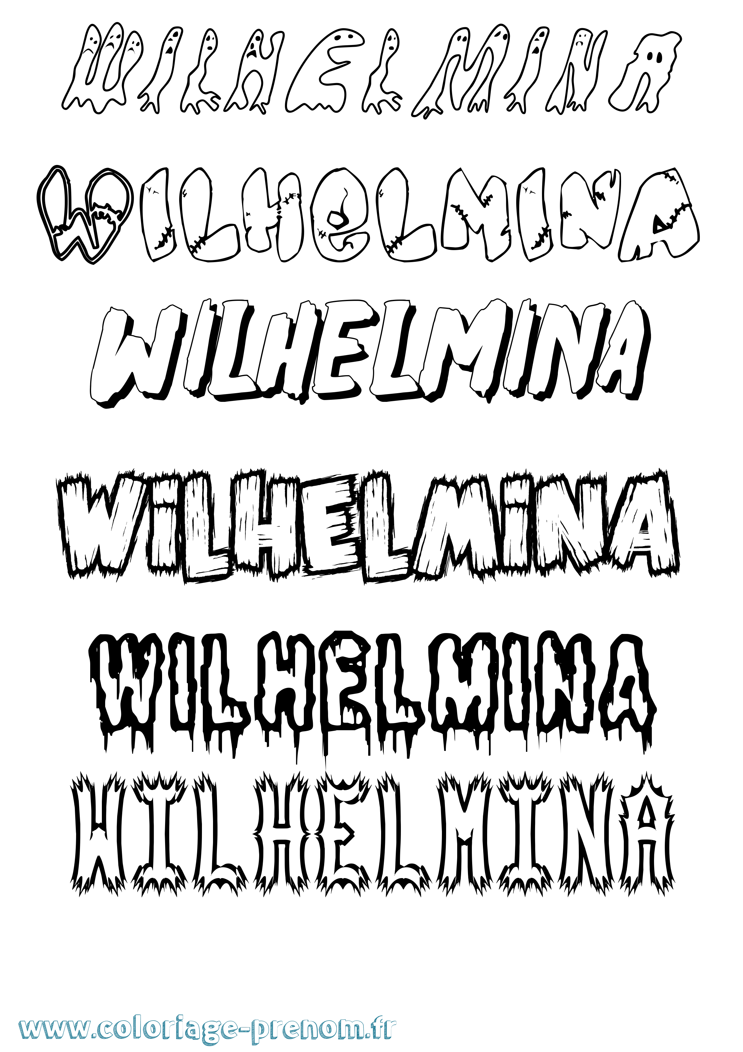Coloriage Wilhelmina Frisson Coloriage prénom Wilhelmina Frisson