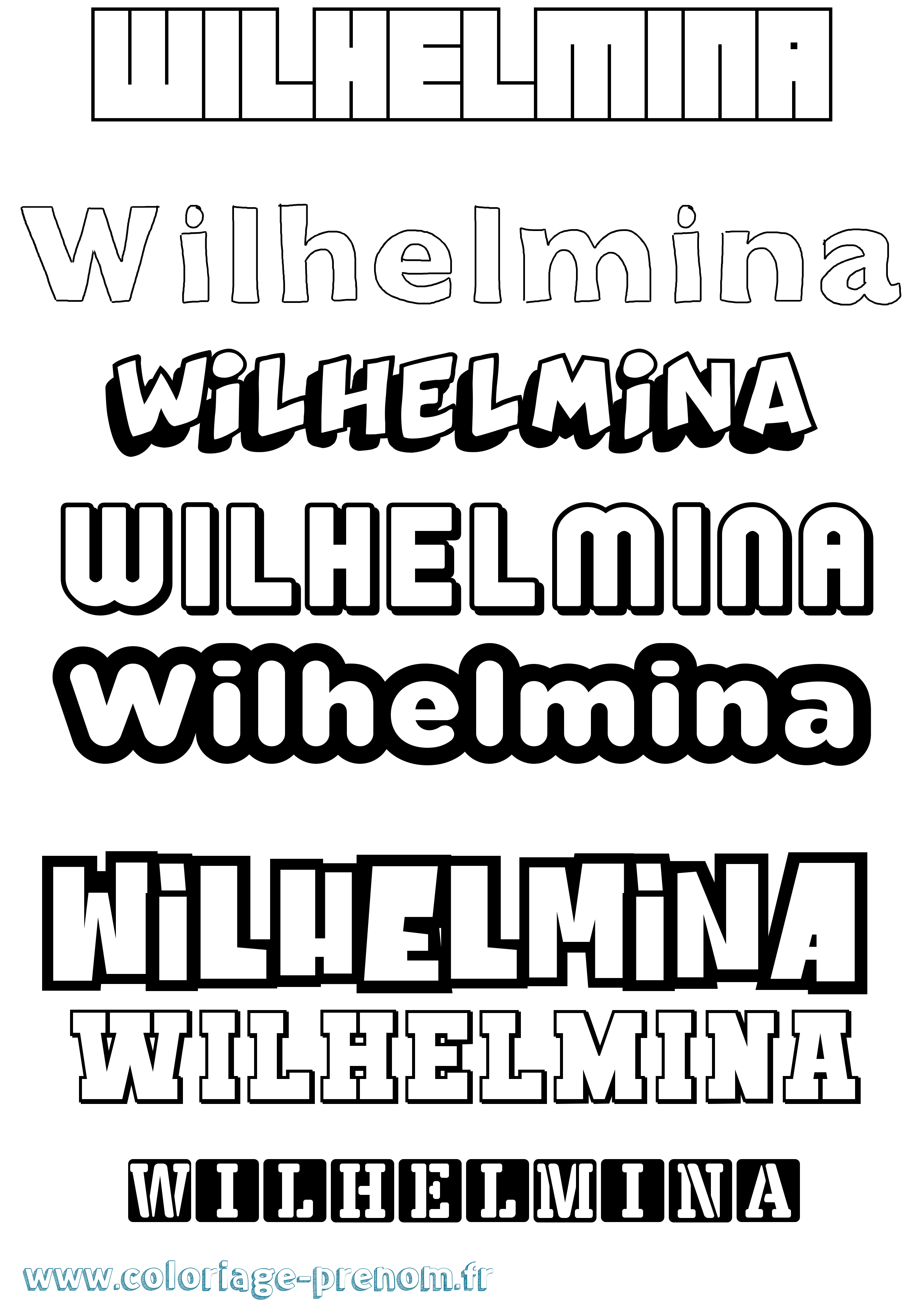 Coloriage Wilhelmina Simple Coloriage prénom Wilhelmina Simple