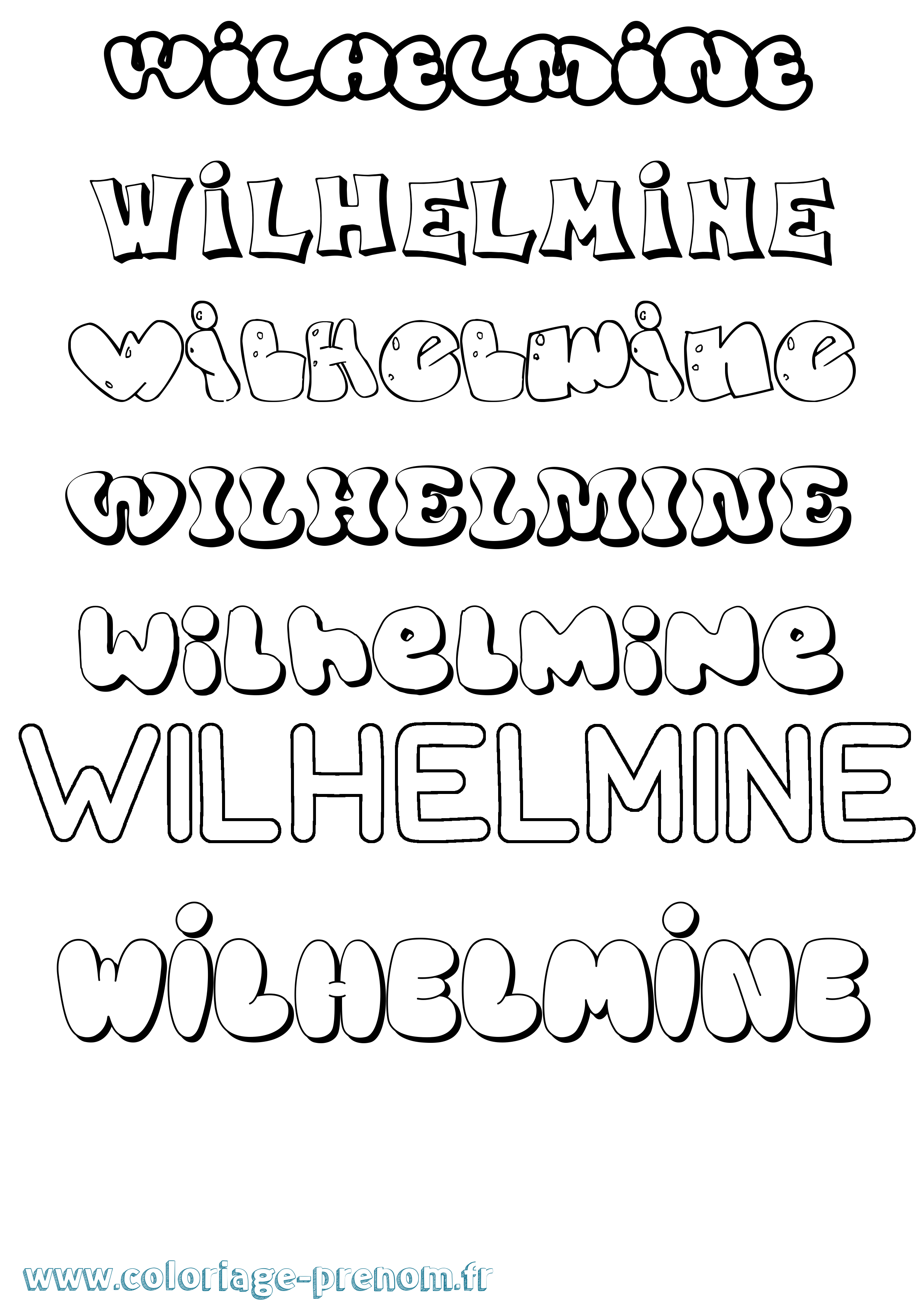 Coloriage Wilhelmine Bubble Coloriage prénom Wilhelmine Bubble