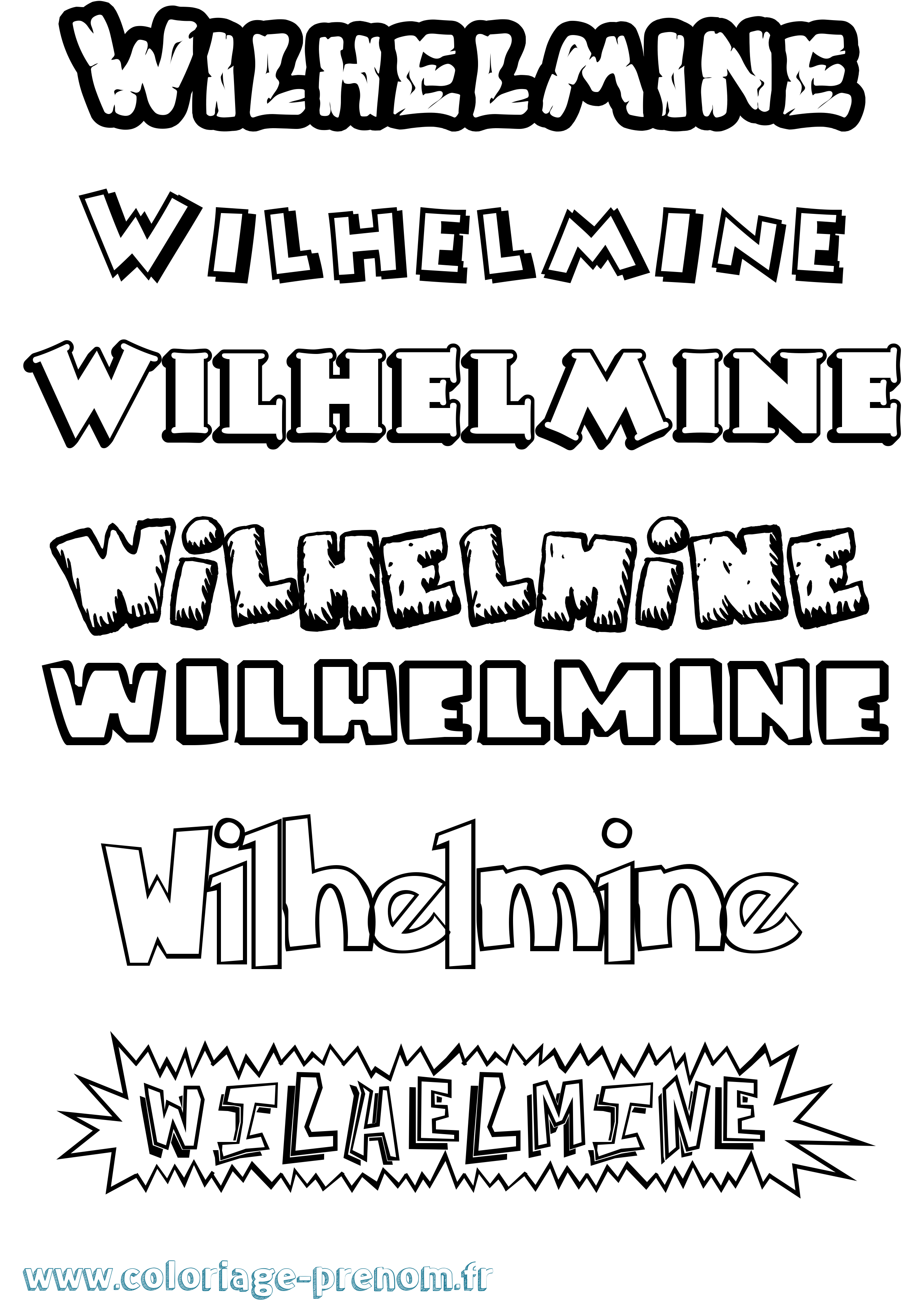 Coloriage Wilhelmine Dessin Animé Coloriage prénom Wilhelmine Dessin Animé