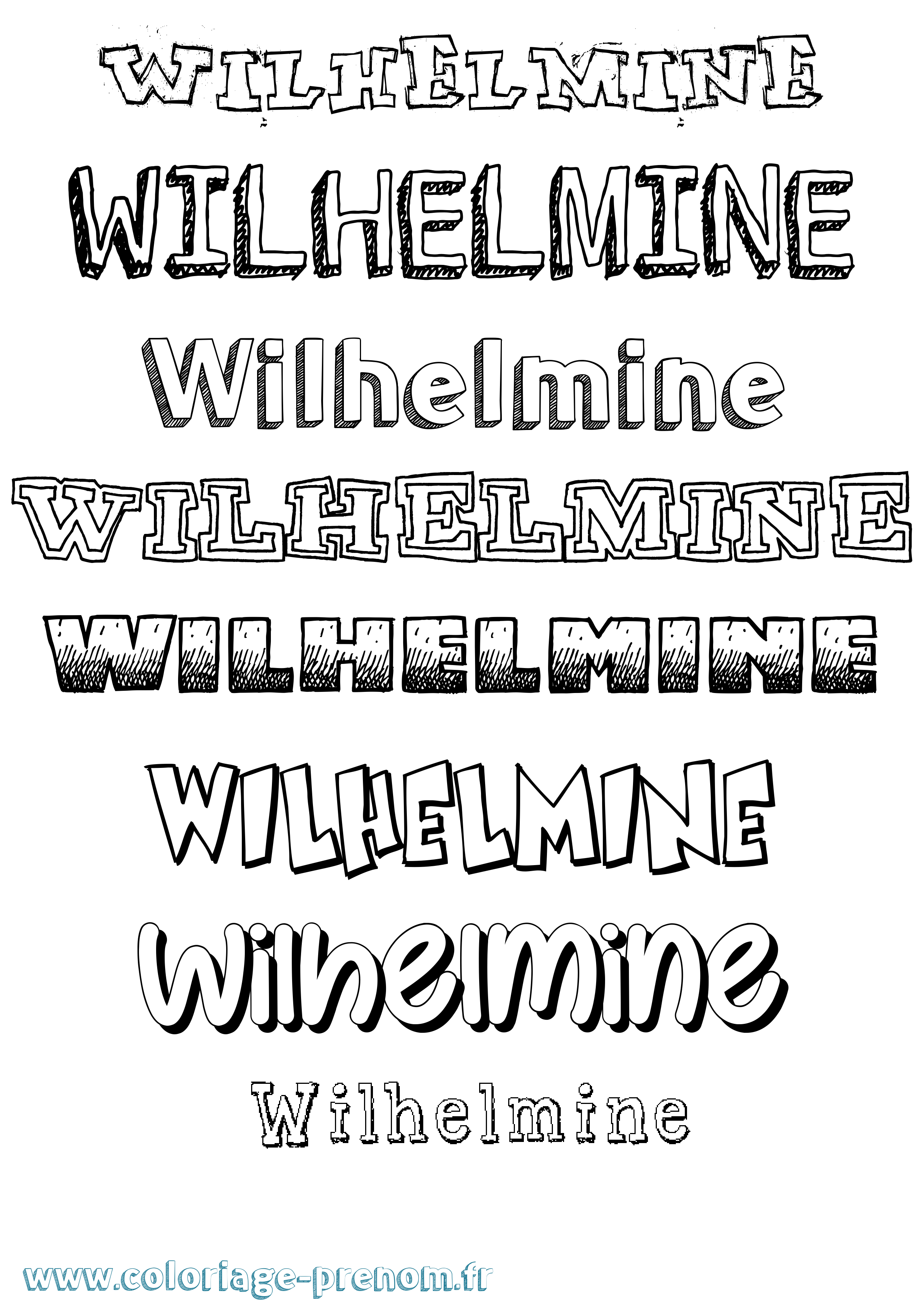 Coloriage Wilhelmine Dessiné Coloriage prénom Wilhelmine Dessiné
