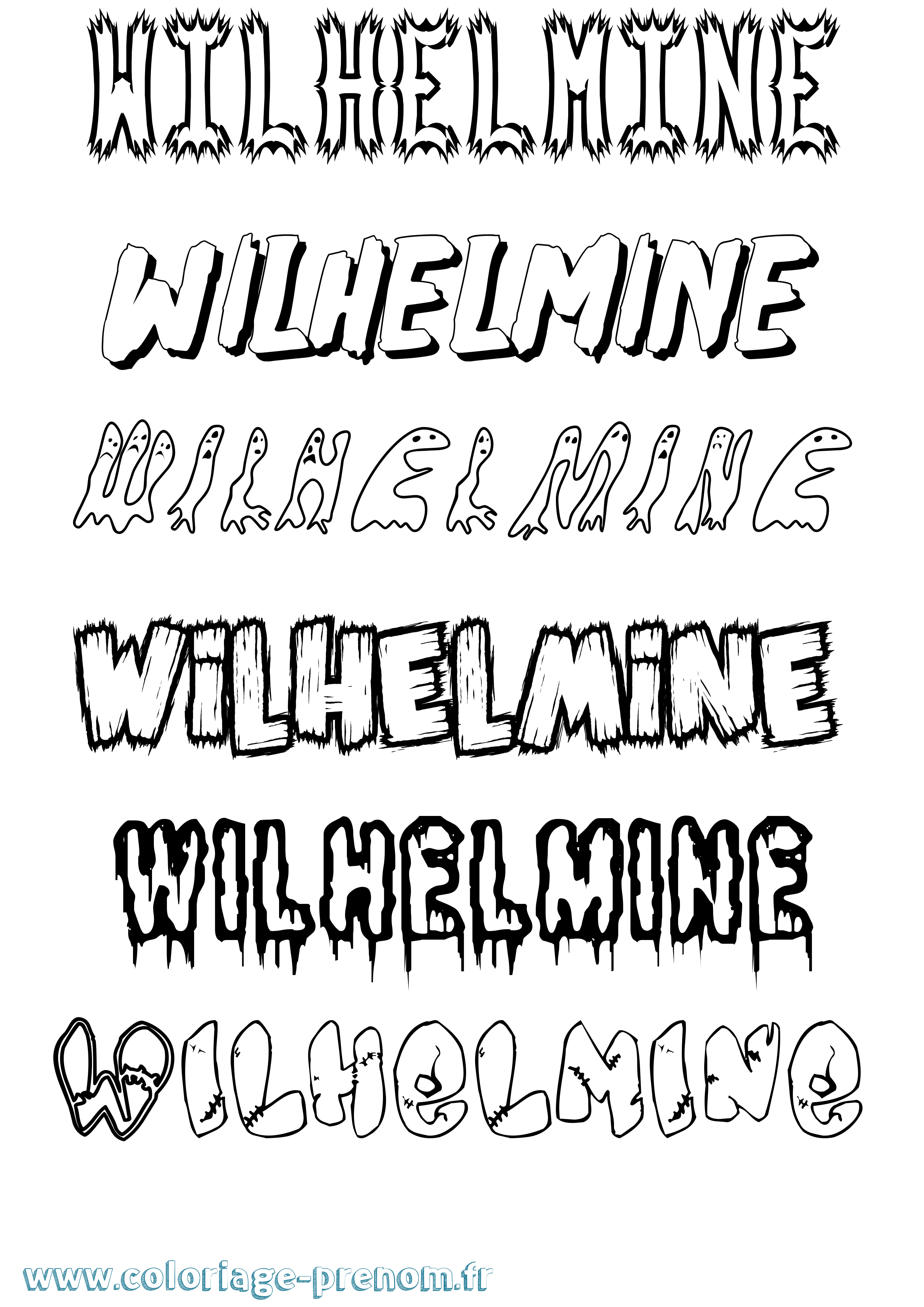 Coloriage Wilhelmine Frisson Coloriage prénom Wilhelmine Frisson