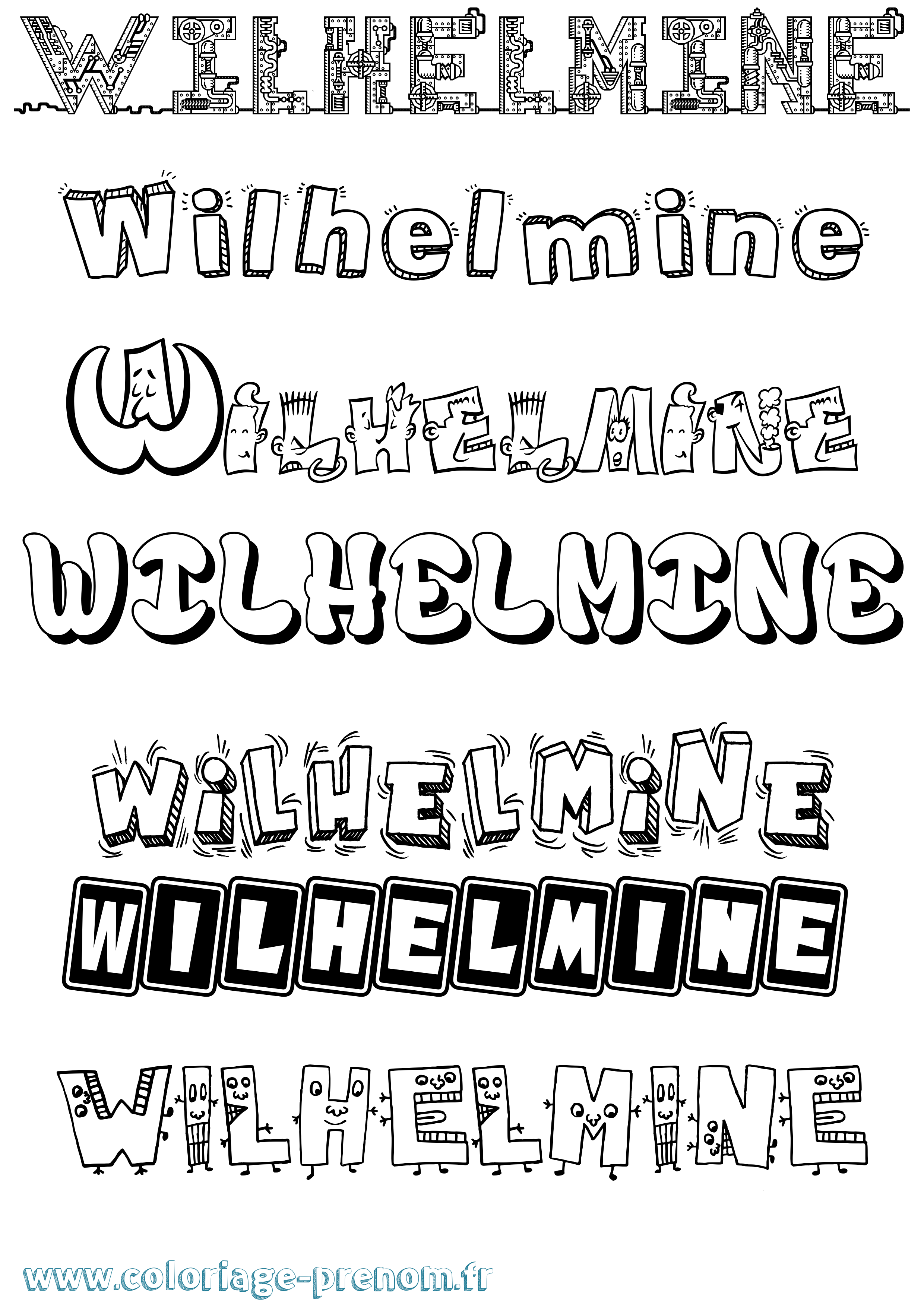 Coloriage Wilhelmine Fun Coloriage prénom Wilhelmine Fun