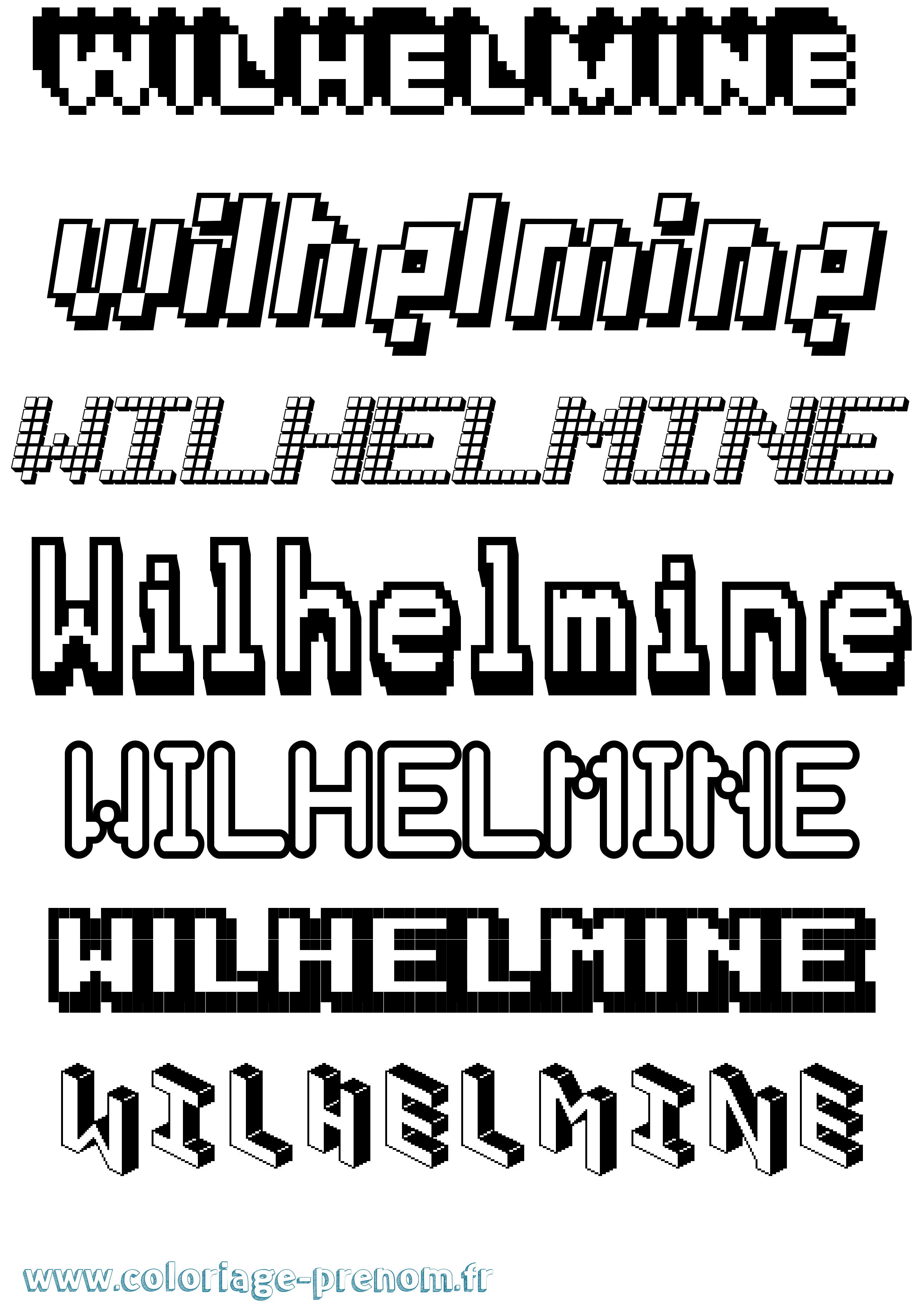 Coloriage Wilhelmine Pixel Coloriage prénom Wilhelmine Pixel