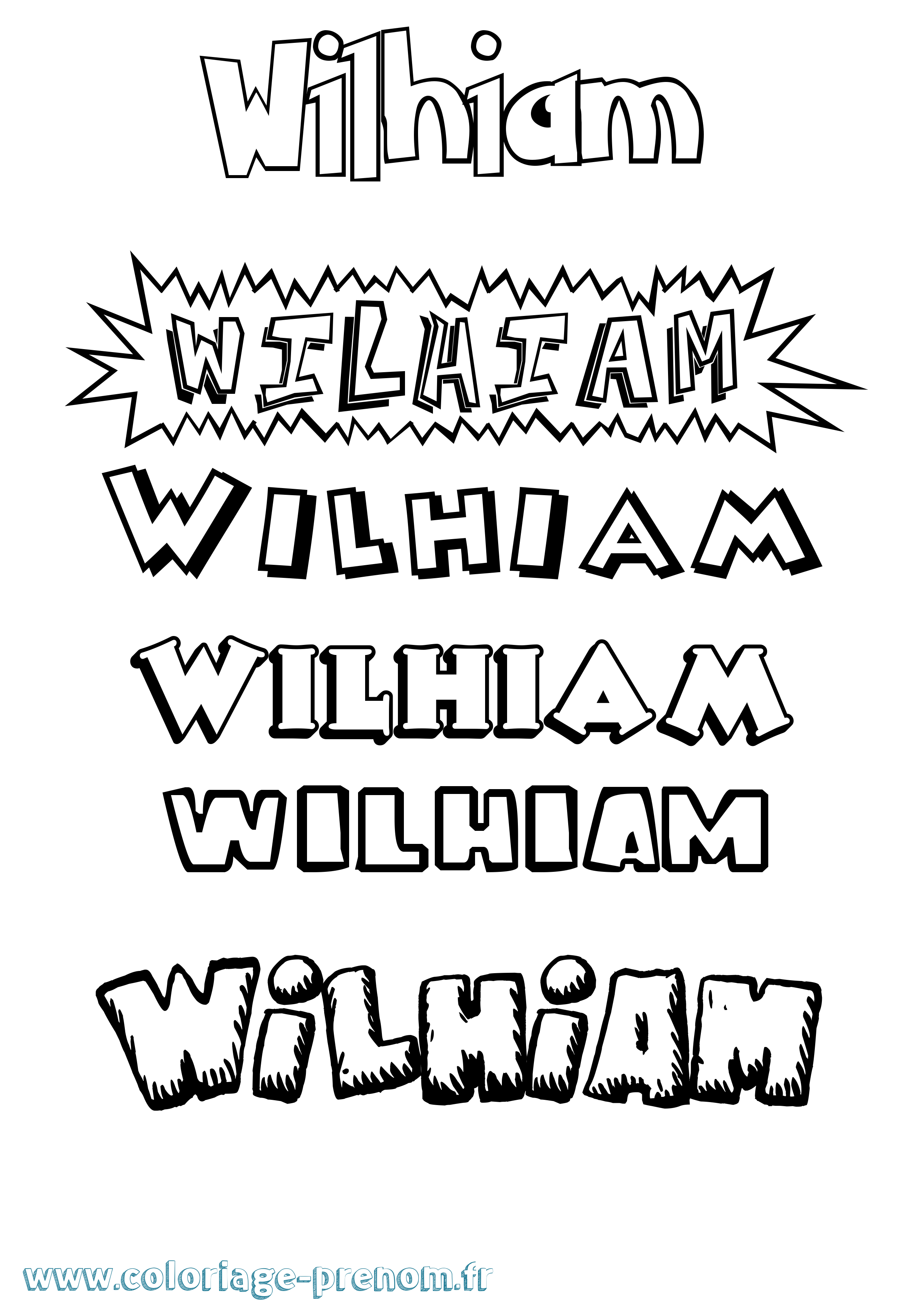 Coloriage Wilhiam Dessin Animé Coloriage prénom Wilhiam Dessin Animé