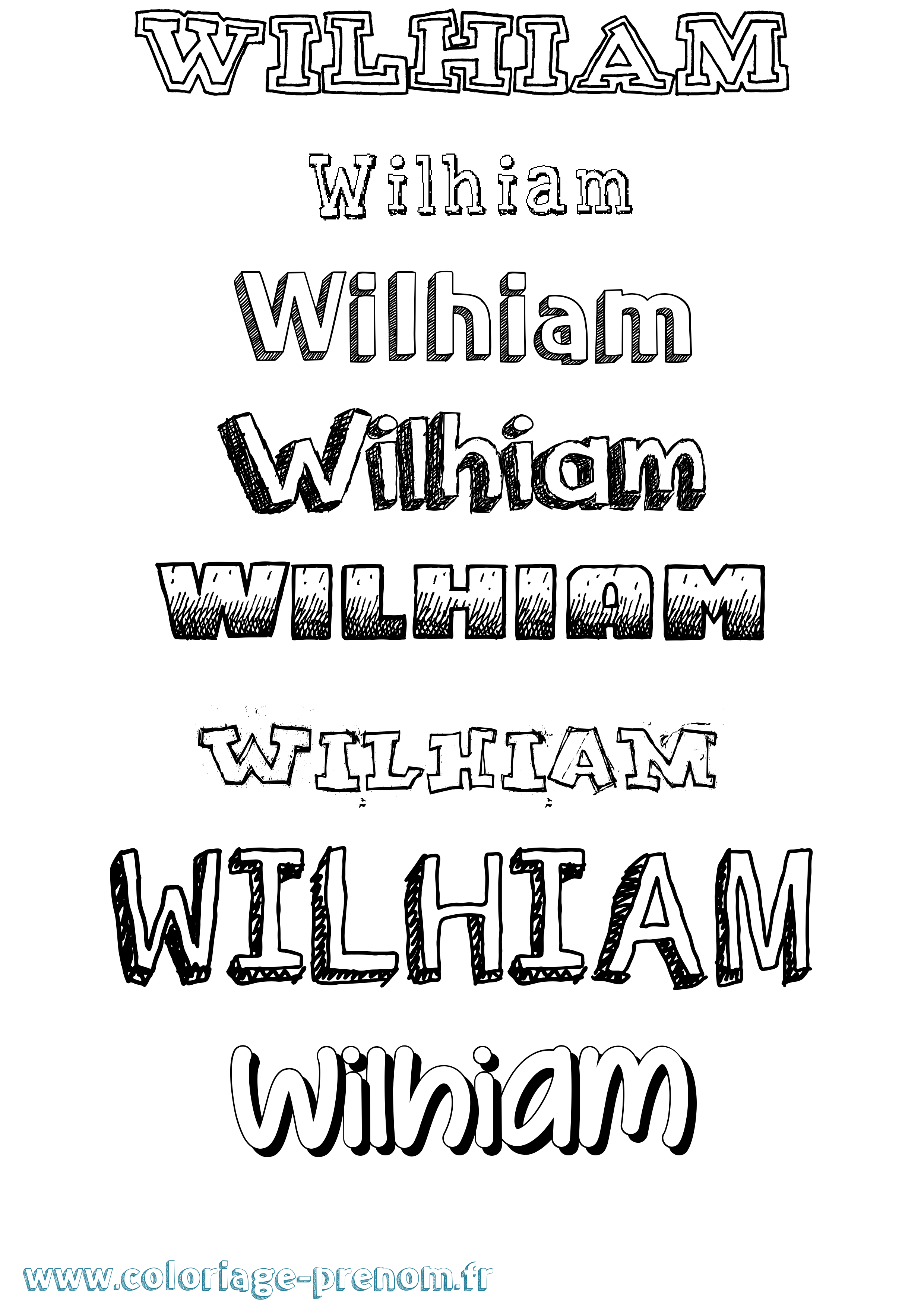 Coloriage Wilhiam Dessiné Coloriage prénom Wilhiam Dessiné