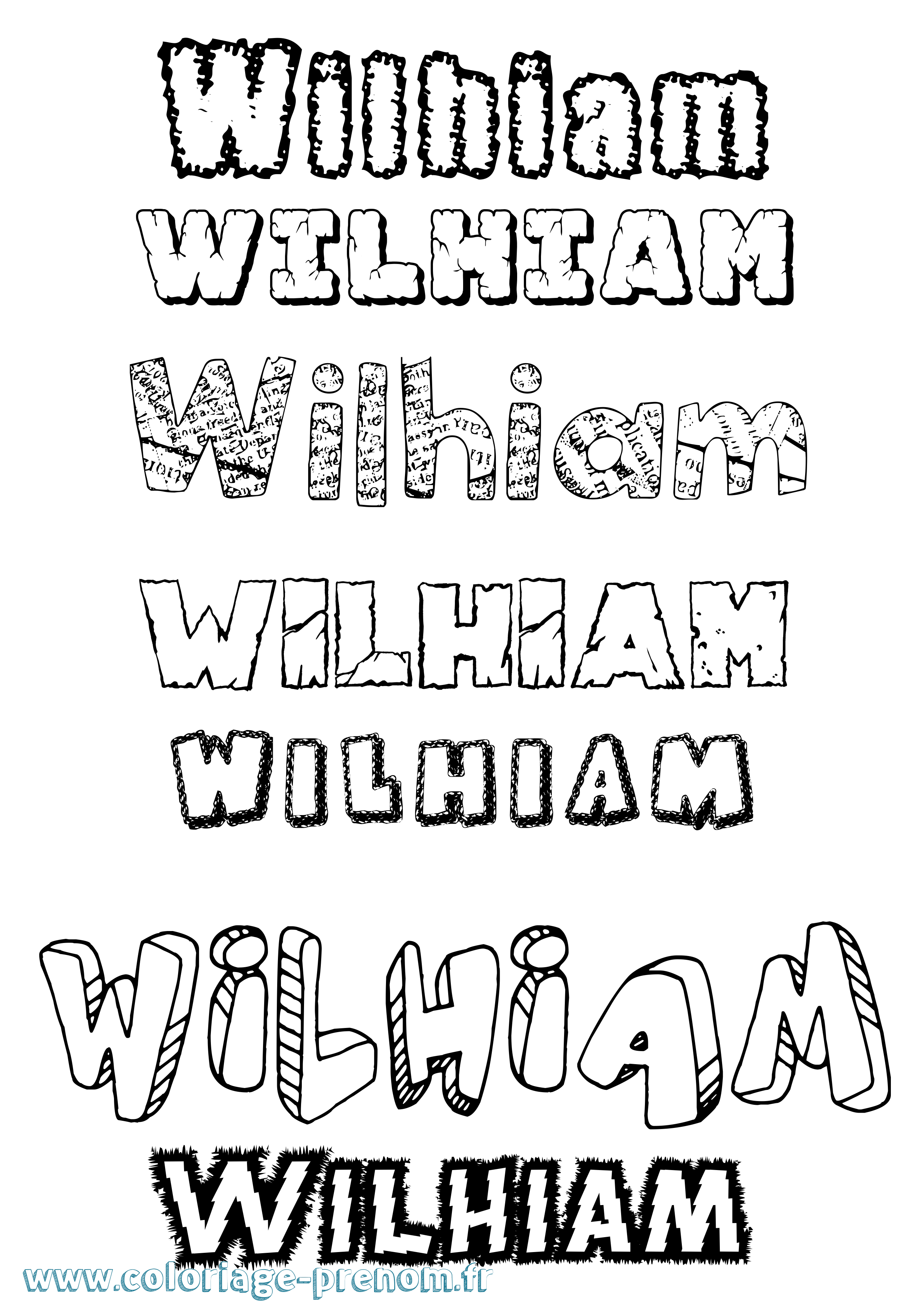 Coloriage Wilhiam Destructuré Coloriage prénom Wilhiam Destructuré