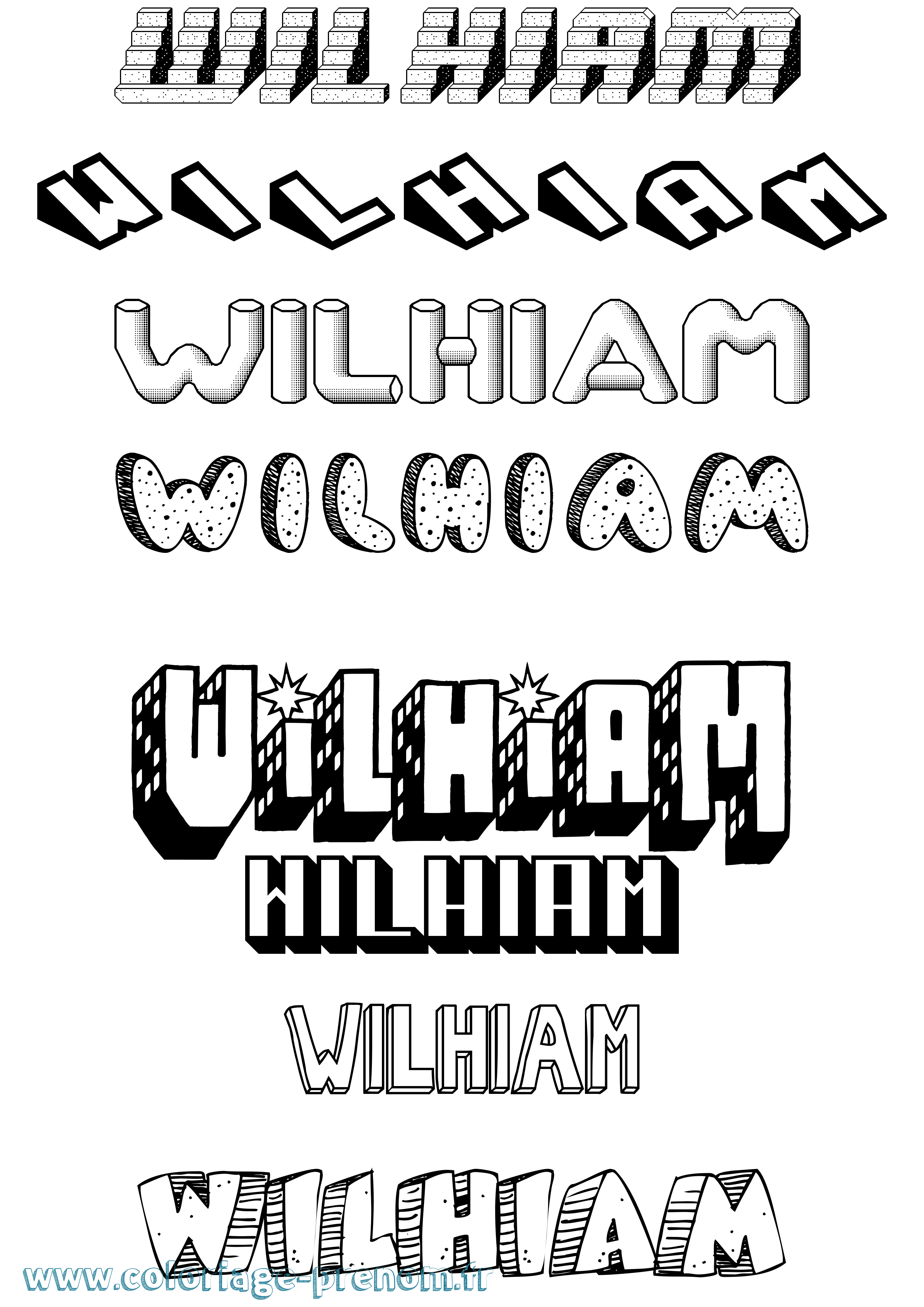 Coloriage Wilhiam Effet 3D Coloriage prénom Wilhiam Effet 3D