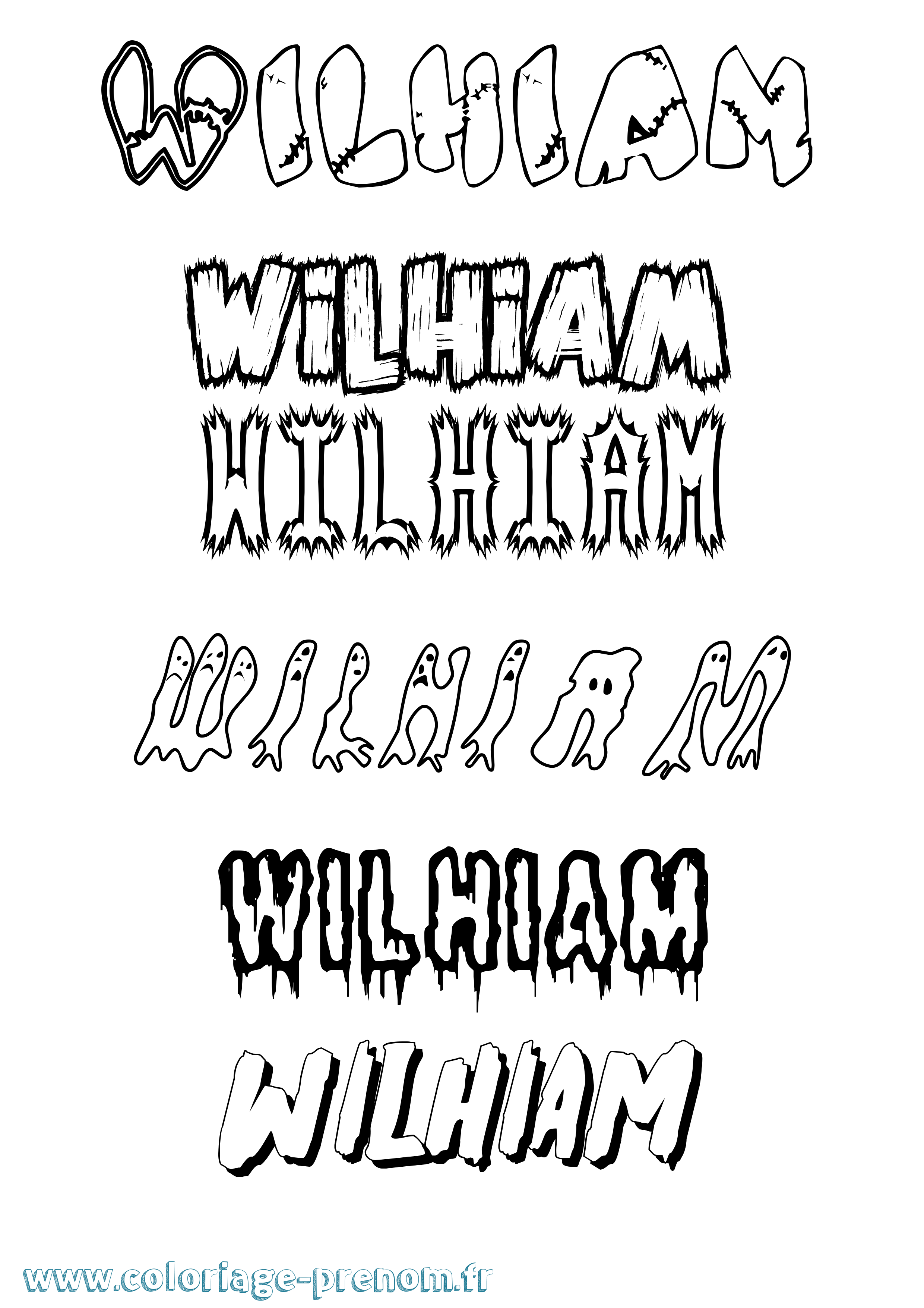 Coloriage Wilhiam Frisson Coloriage prénom Wilhiam Frisson