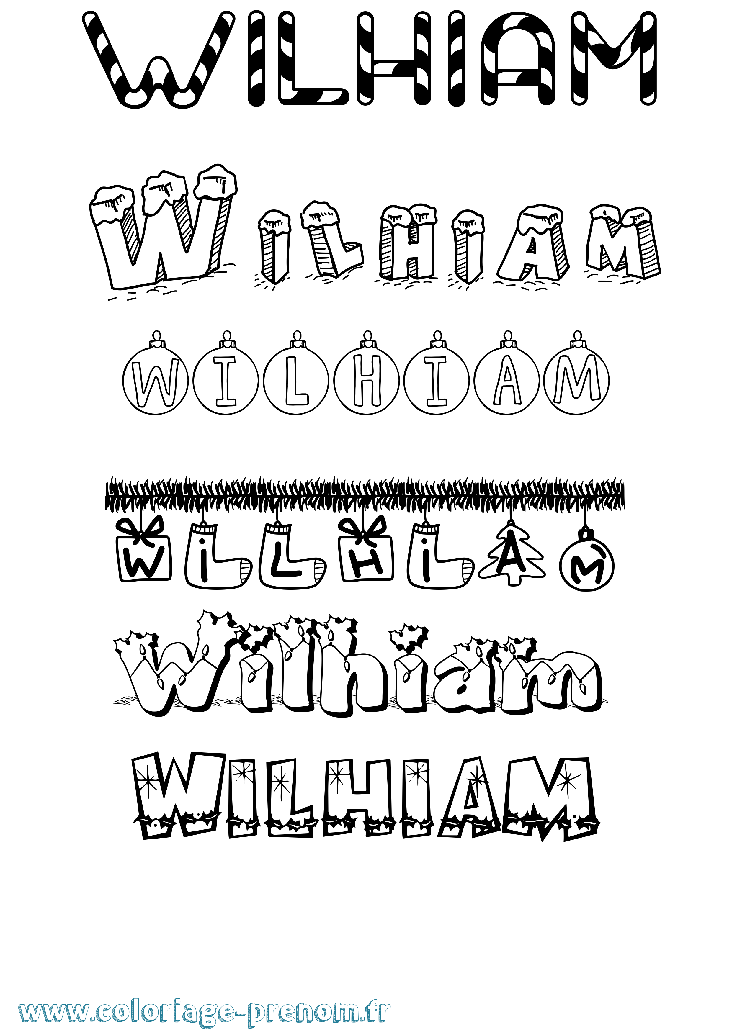 Coloriage Wilhiam Noël Coloriage prénom Wilhiam Noël
