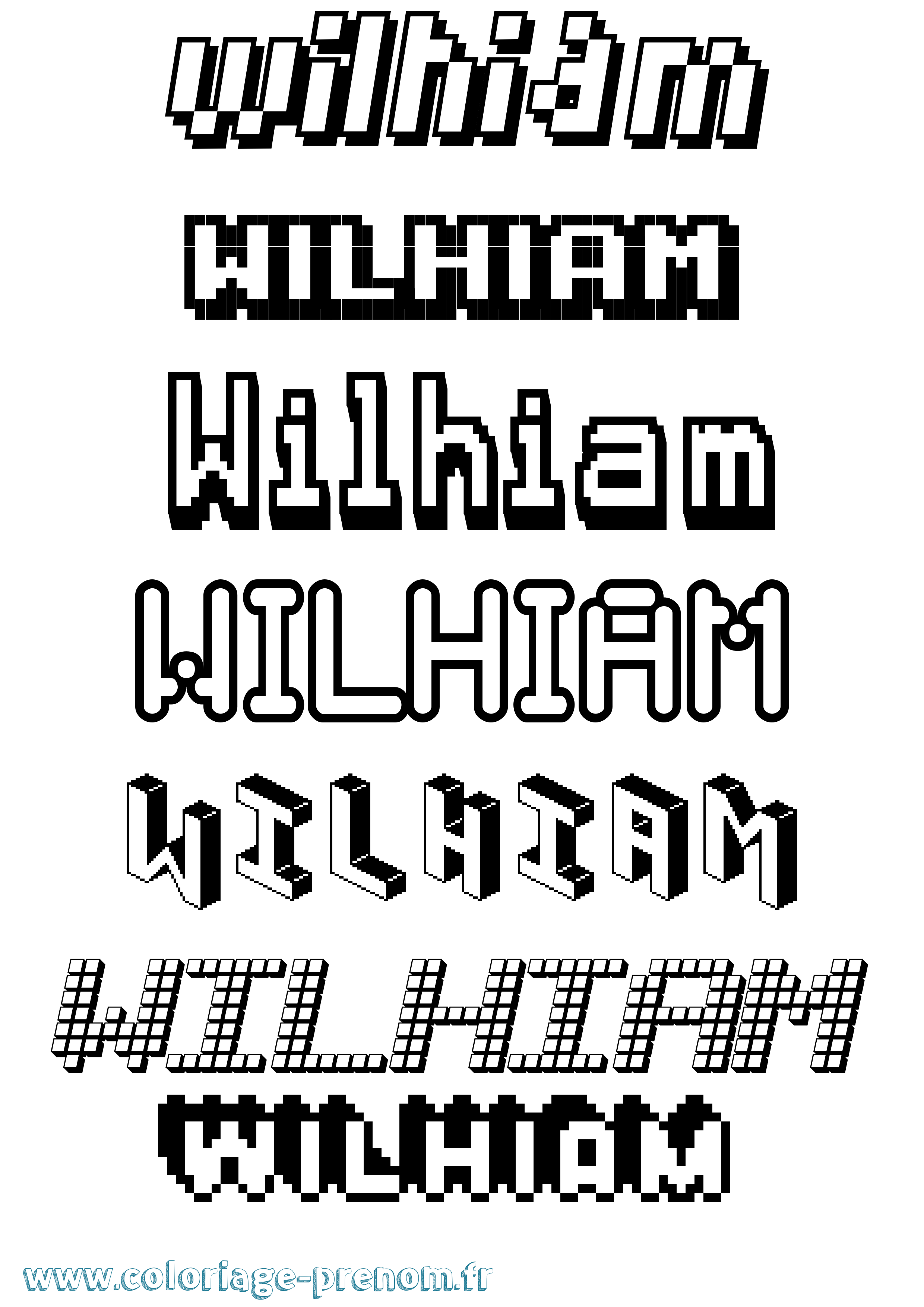 Coloriage Wilhiam Pixel Coloriage prénom Wilhiam Pixel