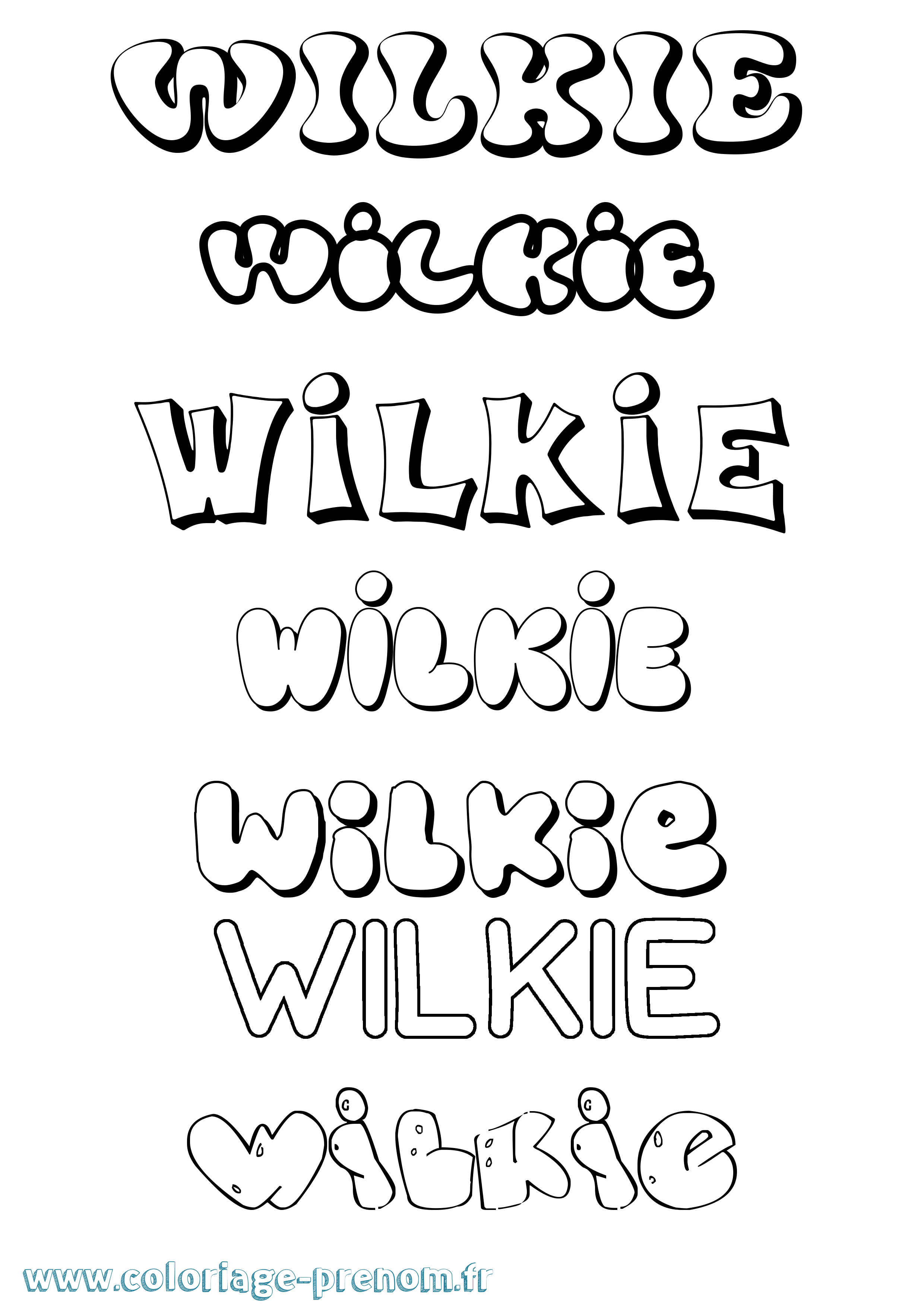 Coloriage Wilkie Bubble Coloriage prénom Wilkie Bubble
