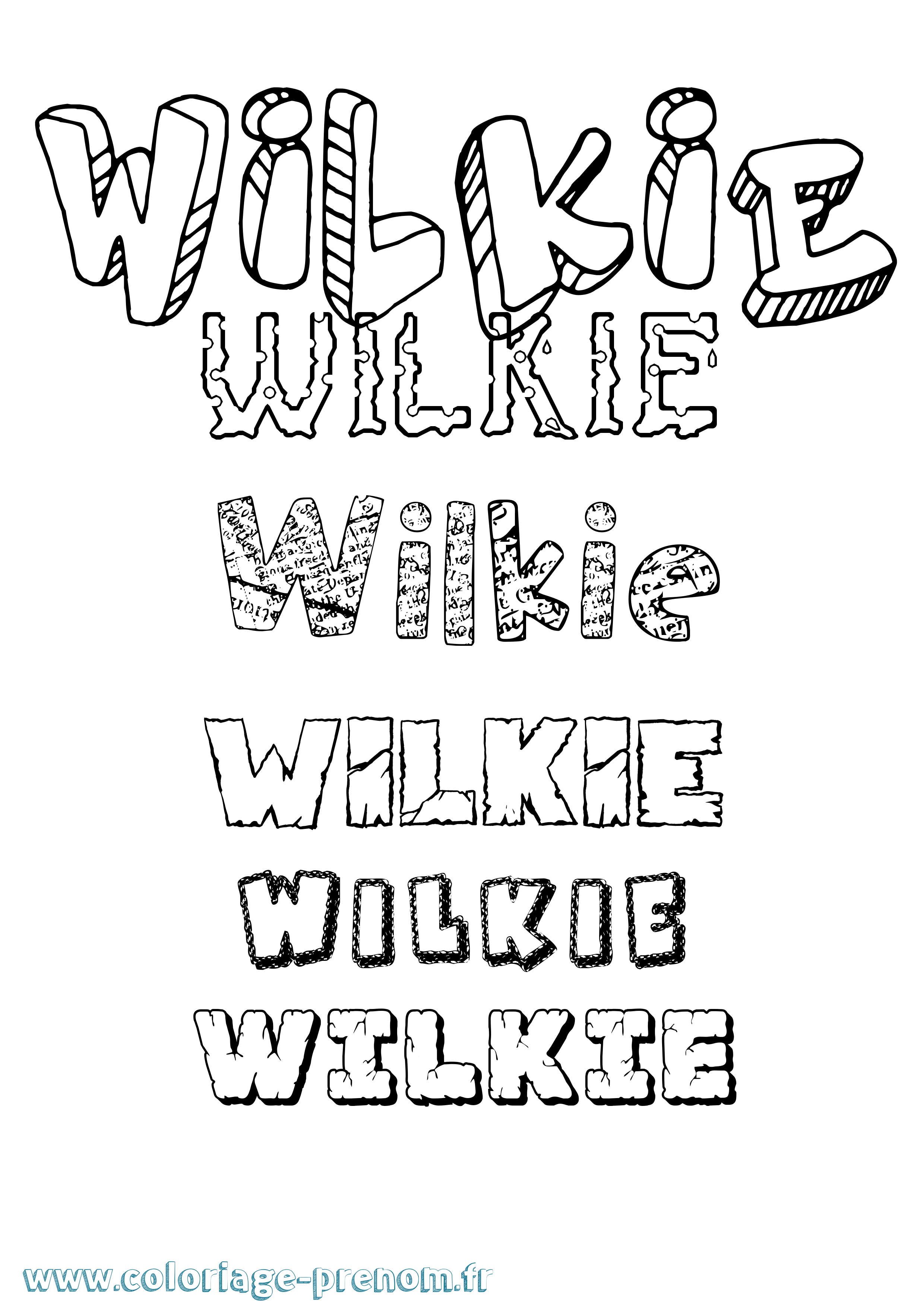 Coloriage Wilkie Destructuré Coloriage prénom Wilkie Destructuré