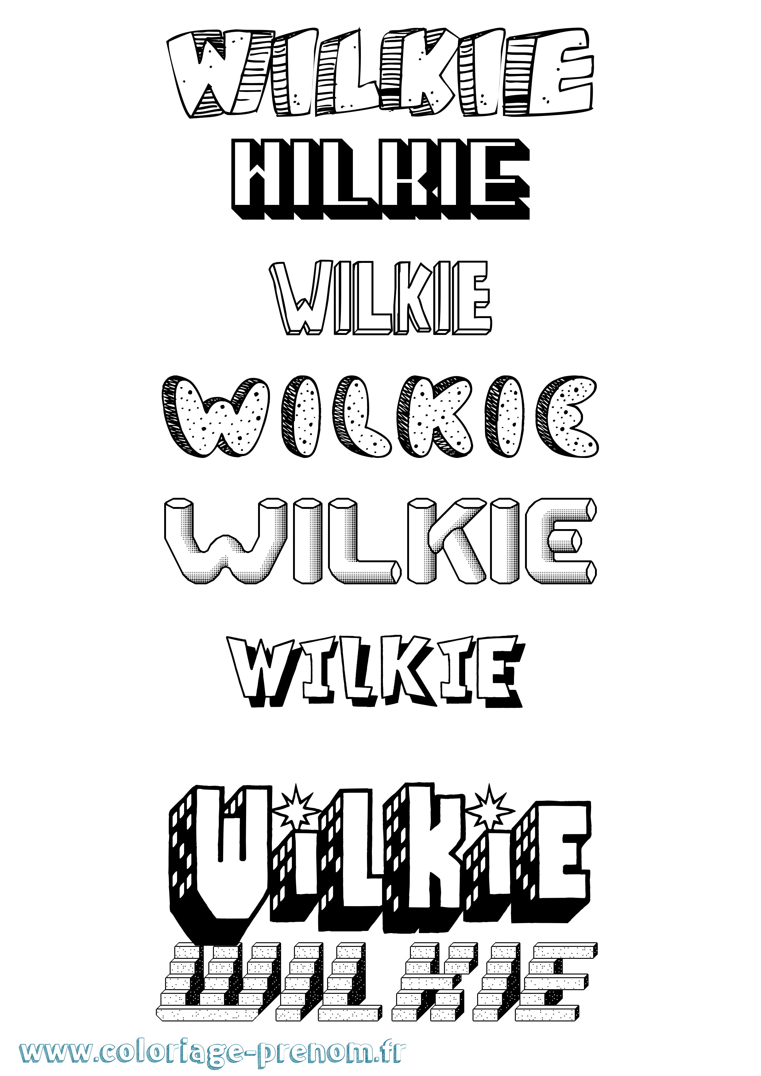 Coloriage Wilkie Effet 3D Coloriage prénom Wilkie Effet 3D