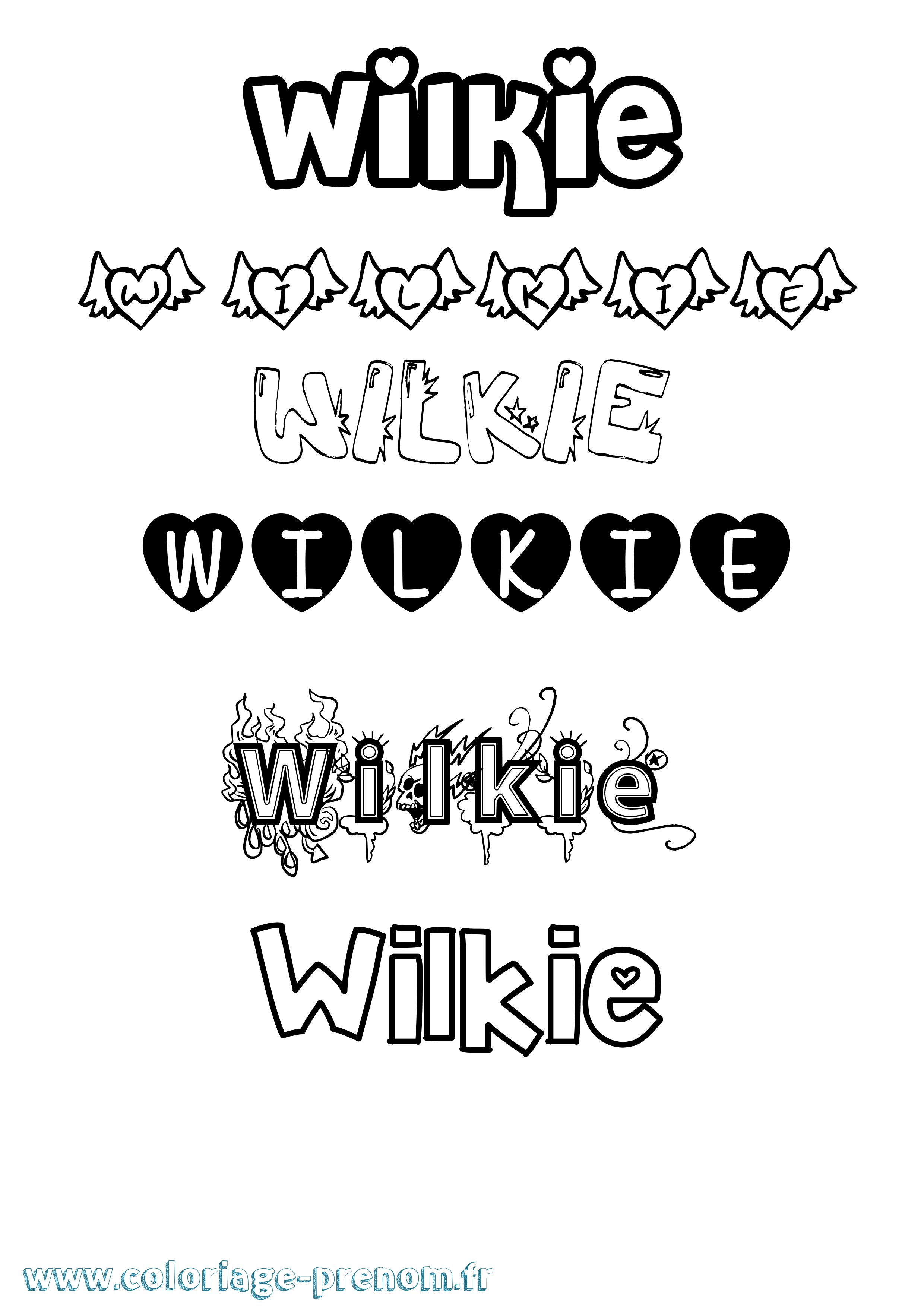 Coloriage Wilkie Girly Coloriage prénom Wilkie Girly