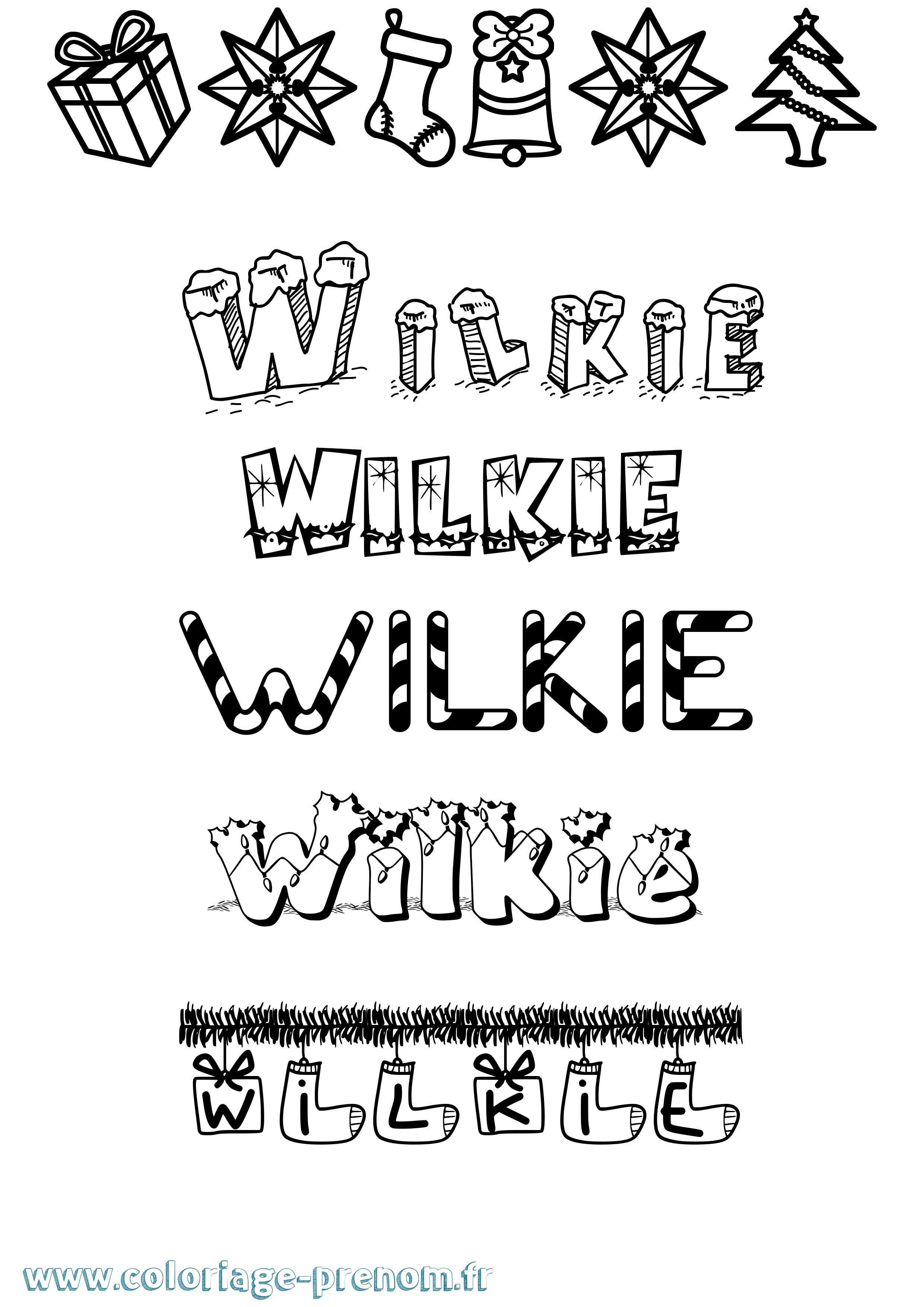 Coloriage Wilkie Noël Coloriage prénom Wilkie Noël